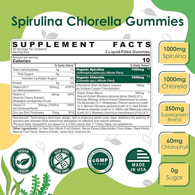 Organic Spirulina Chlorella Gummies 1 Pack + Beet Root Gummies 2 Pack