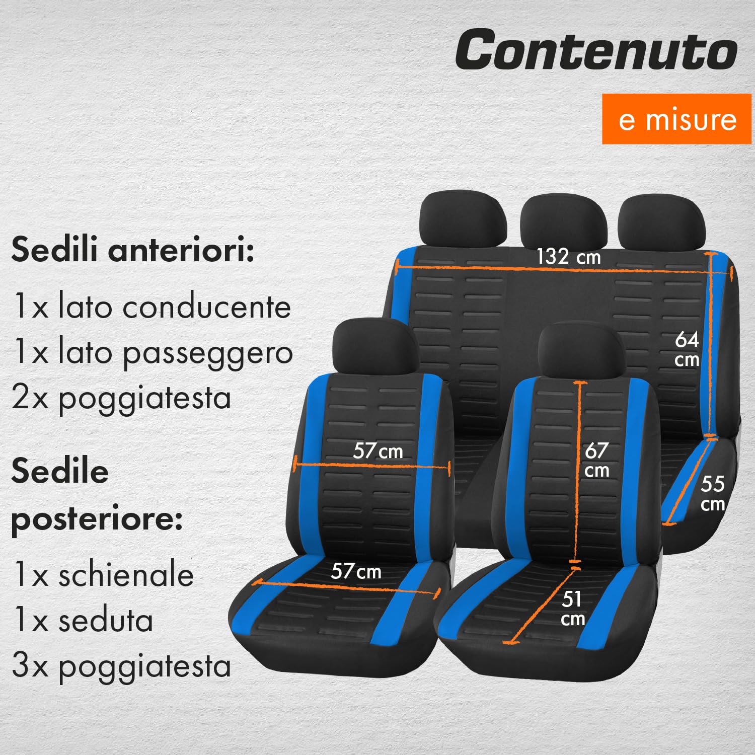 Set Coprisedili Auto Universali Upgrade4cars - 9 Pezzi, Nero, Per Anteriori E Posteriori - copertina
