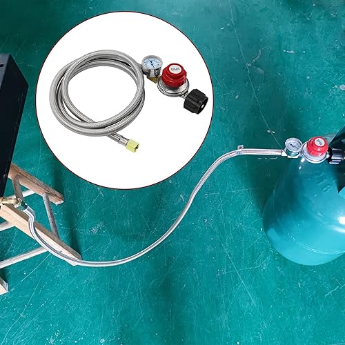 Miniatura 6 de MENSI Regulador de propano ajustable de alta presión de 0-30PSI con manguera trenzada de 60 pulgadas para cocina de fundición, olla de pavo