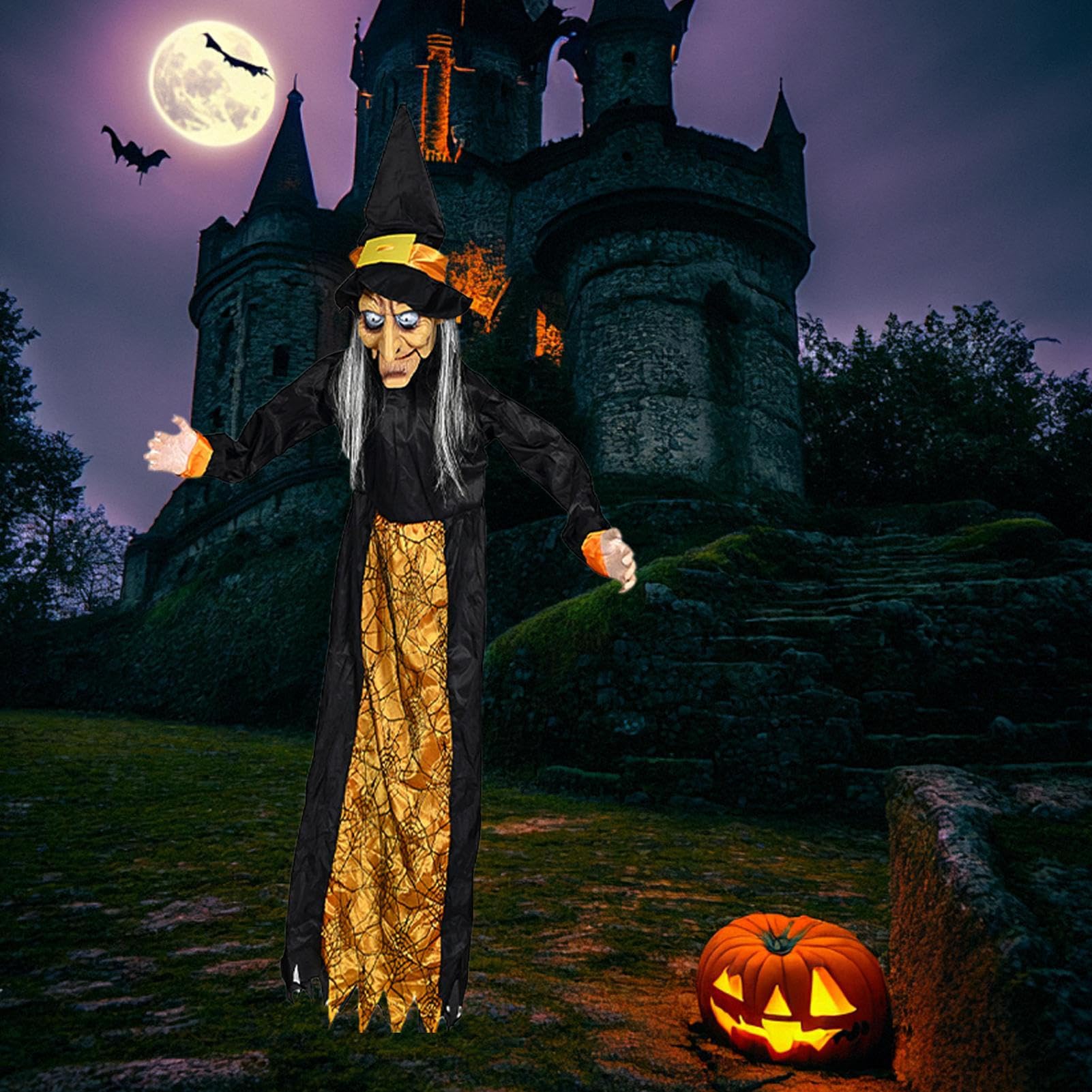 Latajaca Dekoracja Halloweenowa Latająca Z Czujnikiem Ruchu i Migającymi