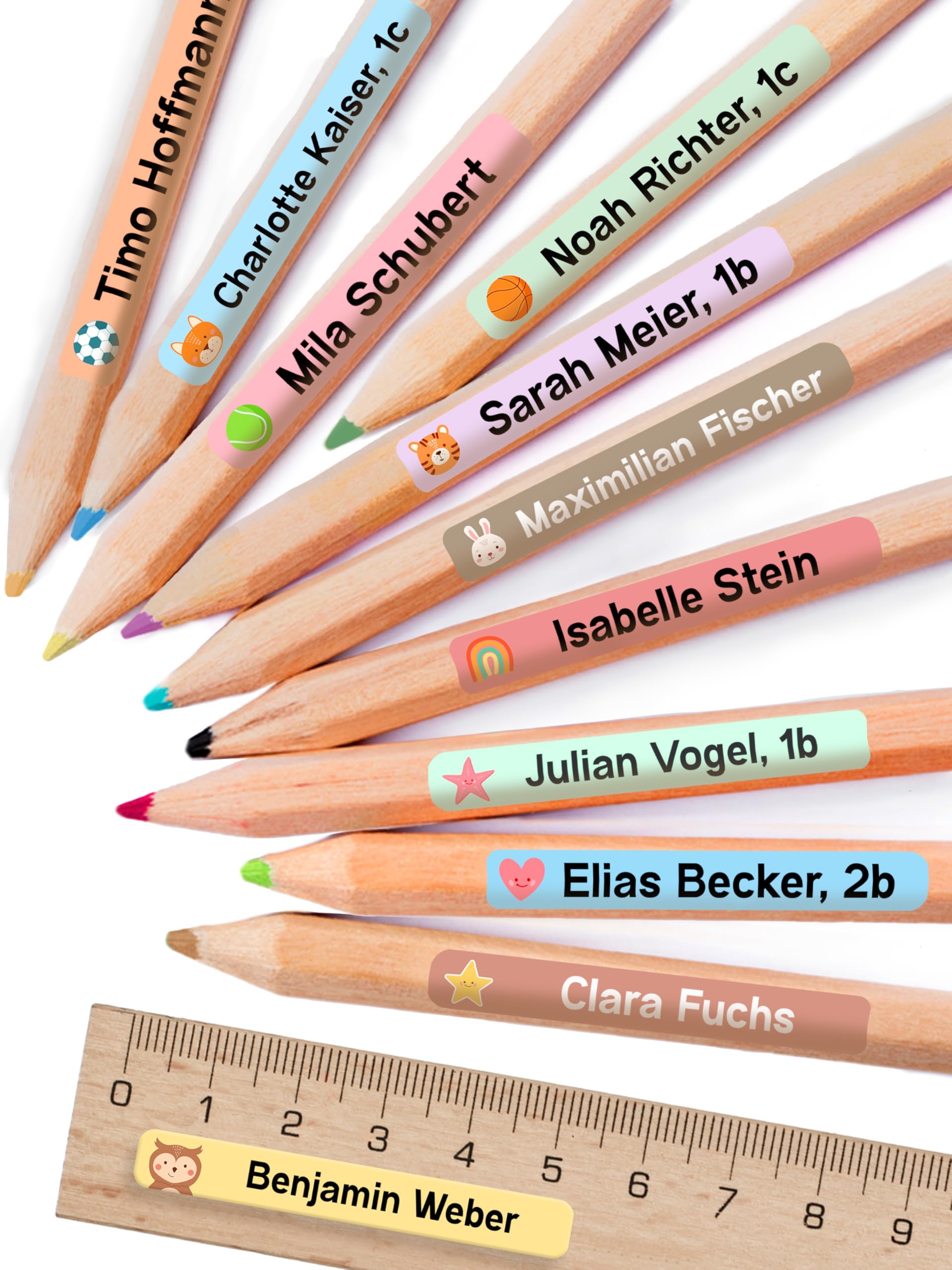 StiKiddo® 300 Premium Name Stickers for Kids in School - Personalised Sticky Labels, Ideal for Pens, Pencils & School Supplies - Pink