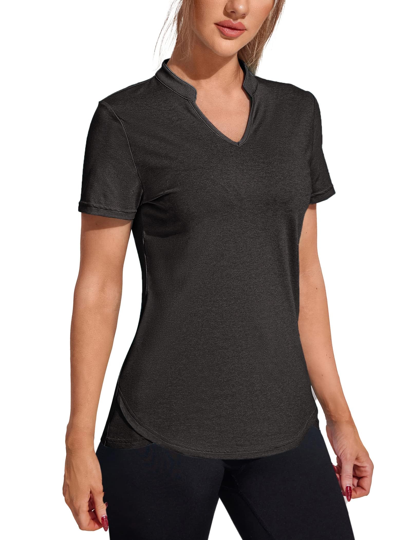 COOrun Camiseta Deportiva para Mujer, Manga Corta, Cuello en V, Camiseta para Correr, atlética, Informal, Yoga, Entrenamiento, Camiseta Deportiva Transpirable, Camiseta Funcional