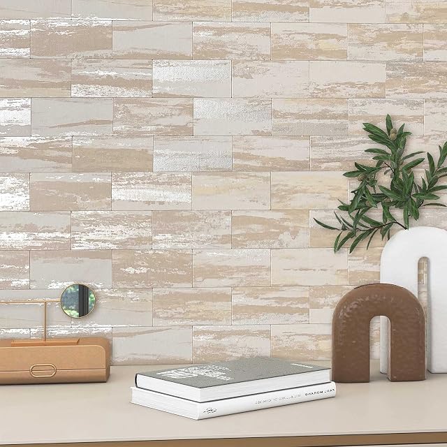 VAOVI Stick on Tiles Kitchen Tile Stickers Self Adhesive Backsplash Bathroom Shower Wall Panels Waterproof Metallic Subway 30x30cm(Gold,1tile)