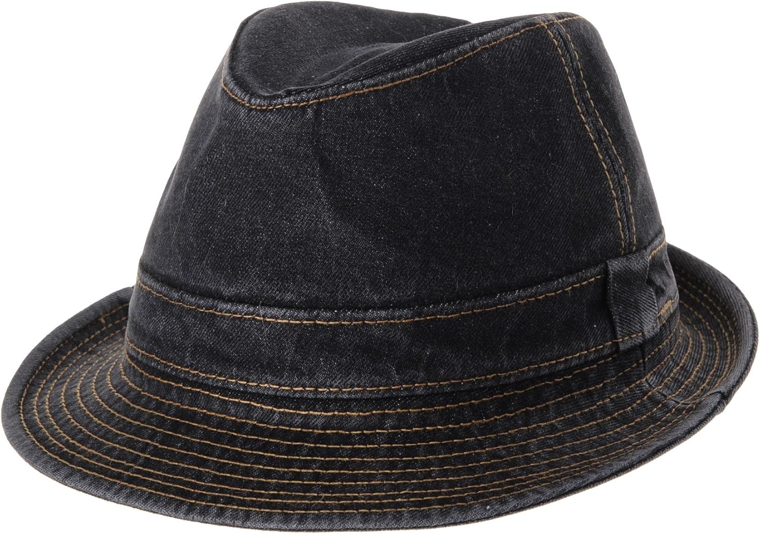 WITHMOONS Denim Bucket Hat Plain Stitch Washed Short Brim Packable Fedora Cap DW6646