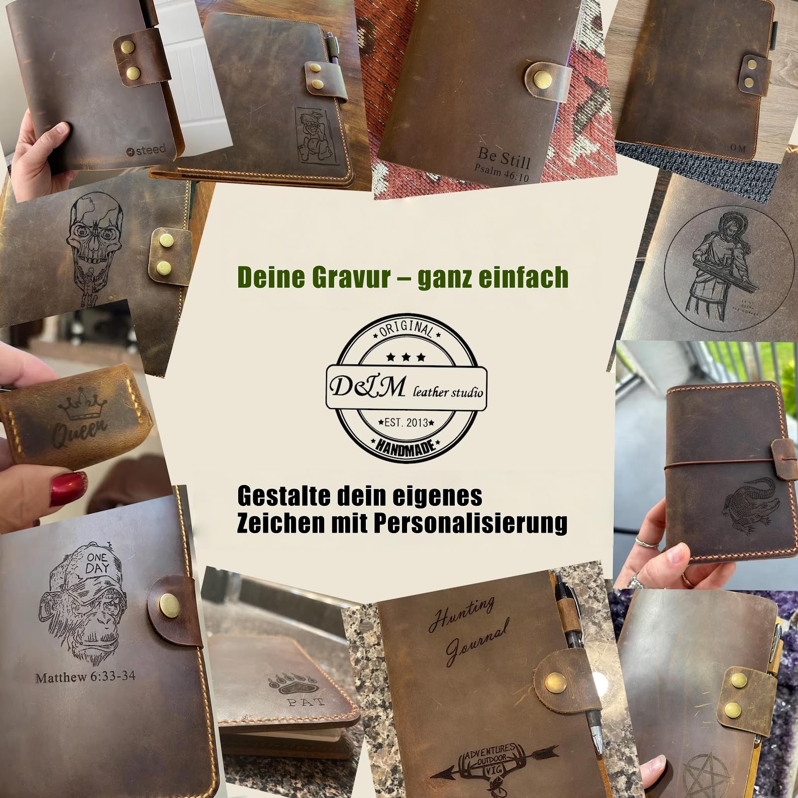 Handgefertigte A5 Leder Dokumentenmappe,Kompatibel mit RHODIA No.16, Crazy Horse Vollnarbenleder, Vintage-Look mit Kartenfächern und Stifthalter, Braun
