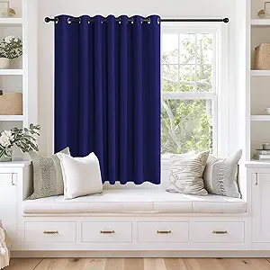 NICETOWN Blackout Curtains 63 inches Long for Living Room Bedroom, Grommet Thermal Insulated Room Divider Drape Window Treatment for Sliding Patio Door, W100 x L63, 1 Panel, Navy Blue