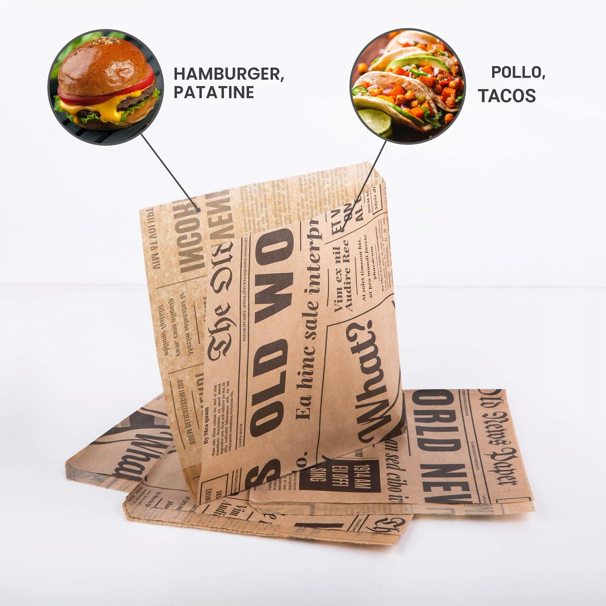 Oldnews Confezione da 1000 sacchetti di carta per feste, 150 x 150 mm, 15 x 15 cm, contenitori per alimenti e hamburger (1000)
