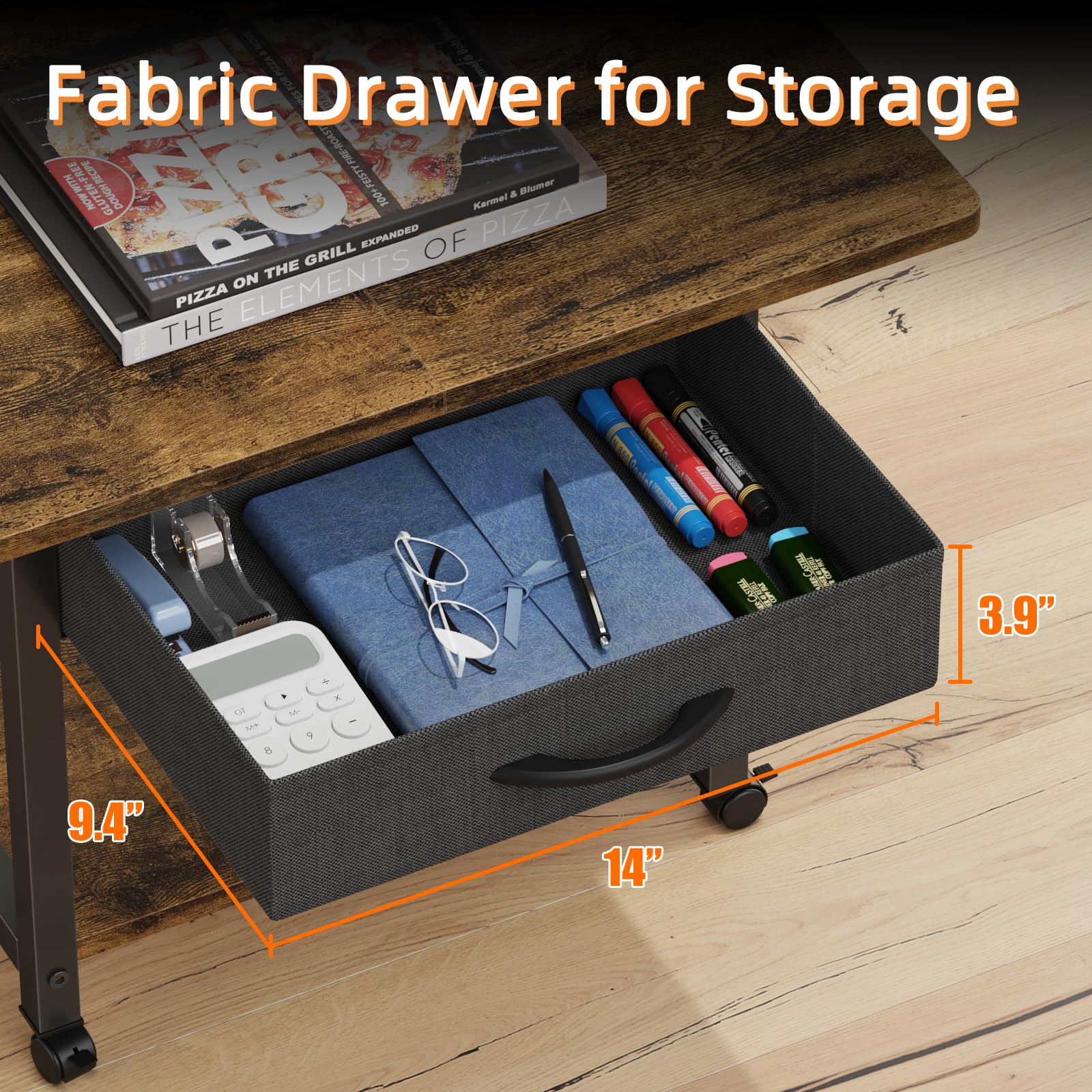 YAOHUOO 22"x15" Large Printer Stand with Storage Drawer, 2-Tier Under ...