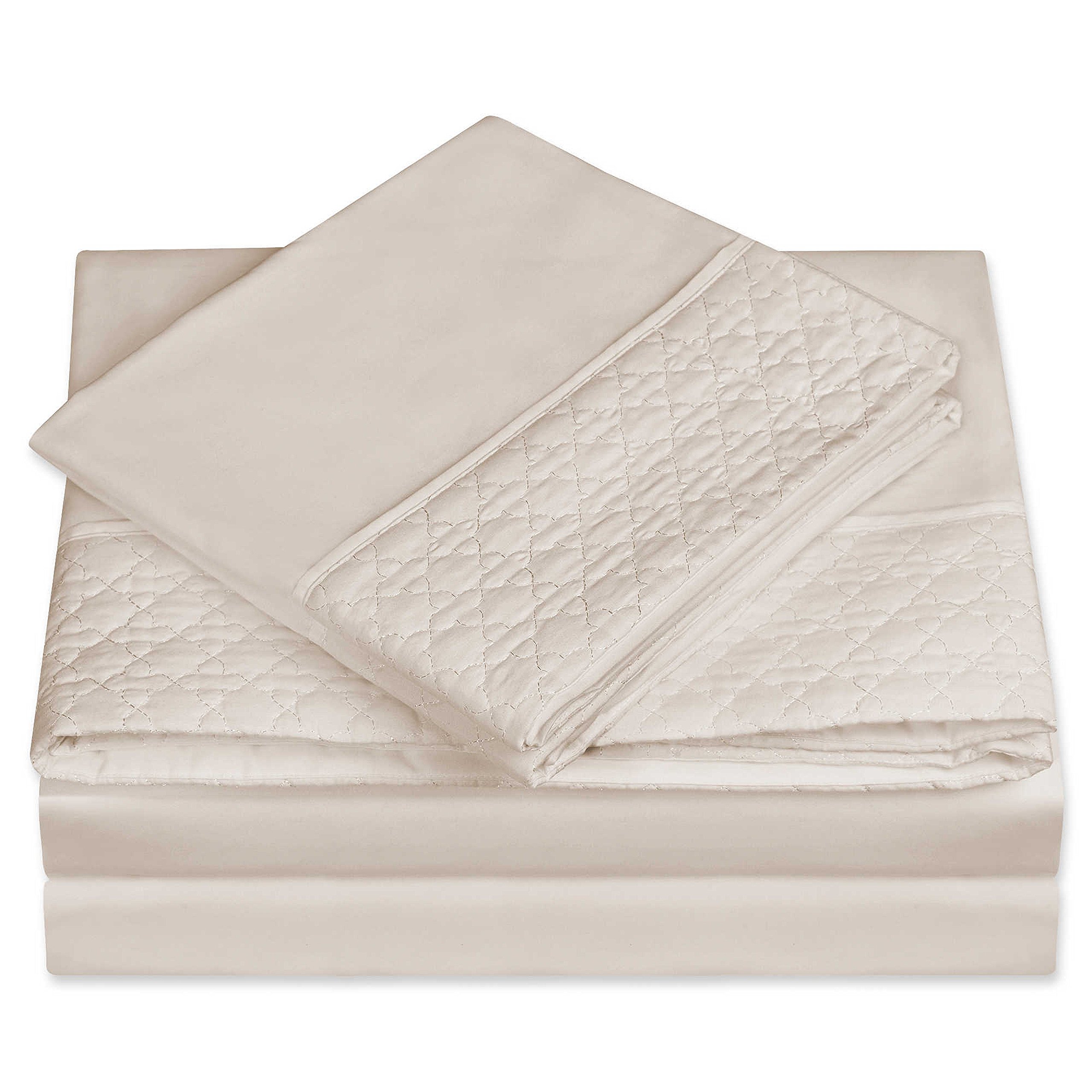 Elegant Comfort Luxury Best Soft Coziest 4-Piece Bed Sheet Set 1500 Premier Hotel Quality Quilted Design on Flat