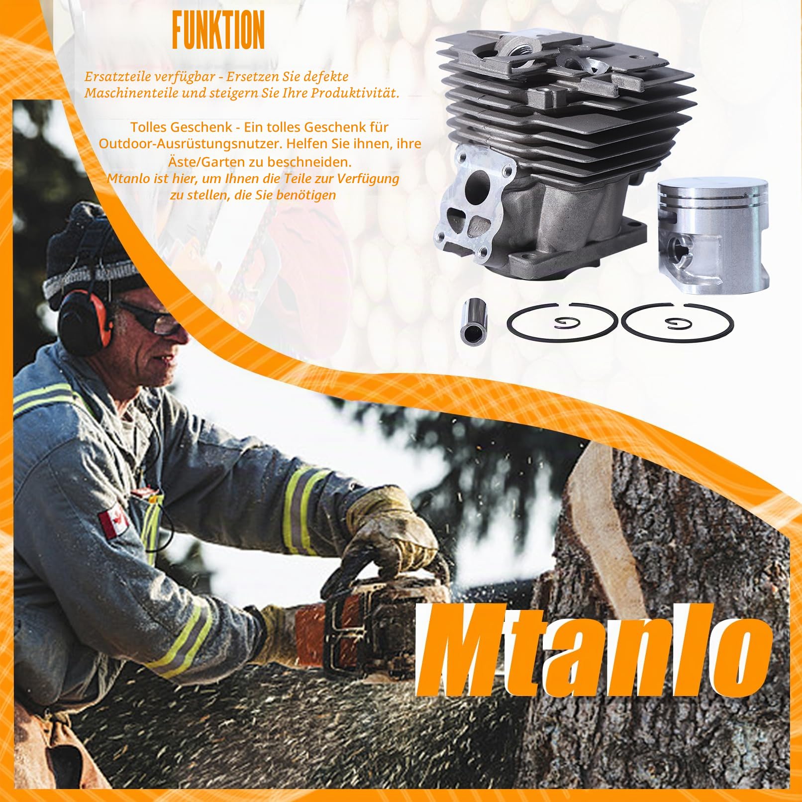 Kolben und Zylinder 50mm Kit für Stihl MS441 MS441C MS 441 MS360 MS260 MS361 für Husqvarna 365 Zündkerze + Kolbensatz + Öldichtung Serie Zubehör16 in 1 Kit 1138020 1201