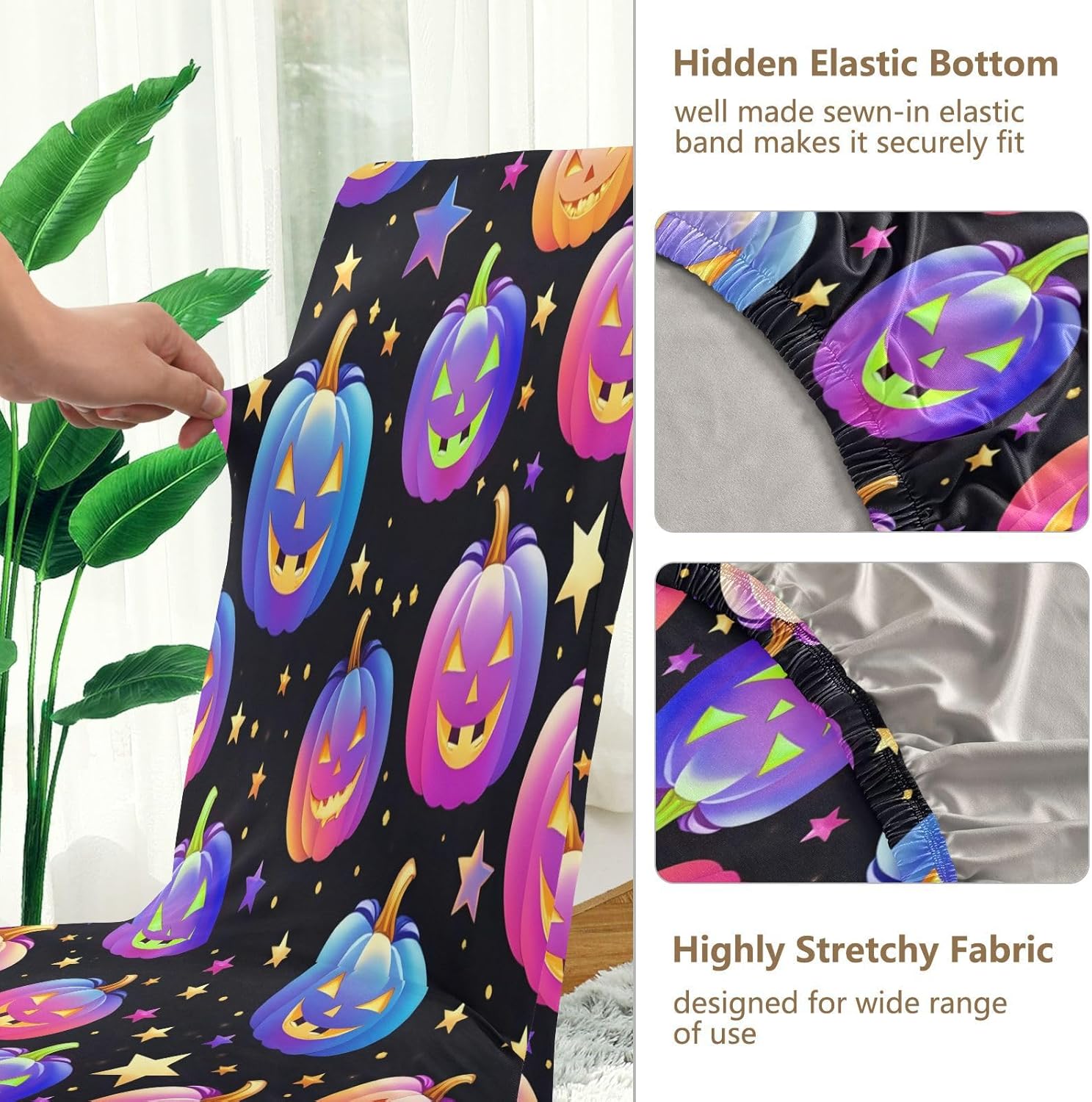 ALAZA Chair Covers for Dining Room, Gradient Pumpkin Pattern Stretch Chair Cover Sets Chair Protector Removable Washable for Ktichen Restaurant Hotel