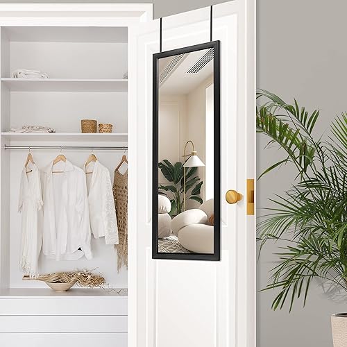 NicBex Espejo sobre la puerta, espejo de puerta de longitud completa para dormitorio, dormitorio, vestidor, colgar sobre la puerta o inclinado o