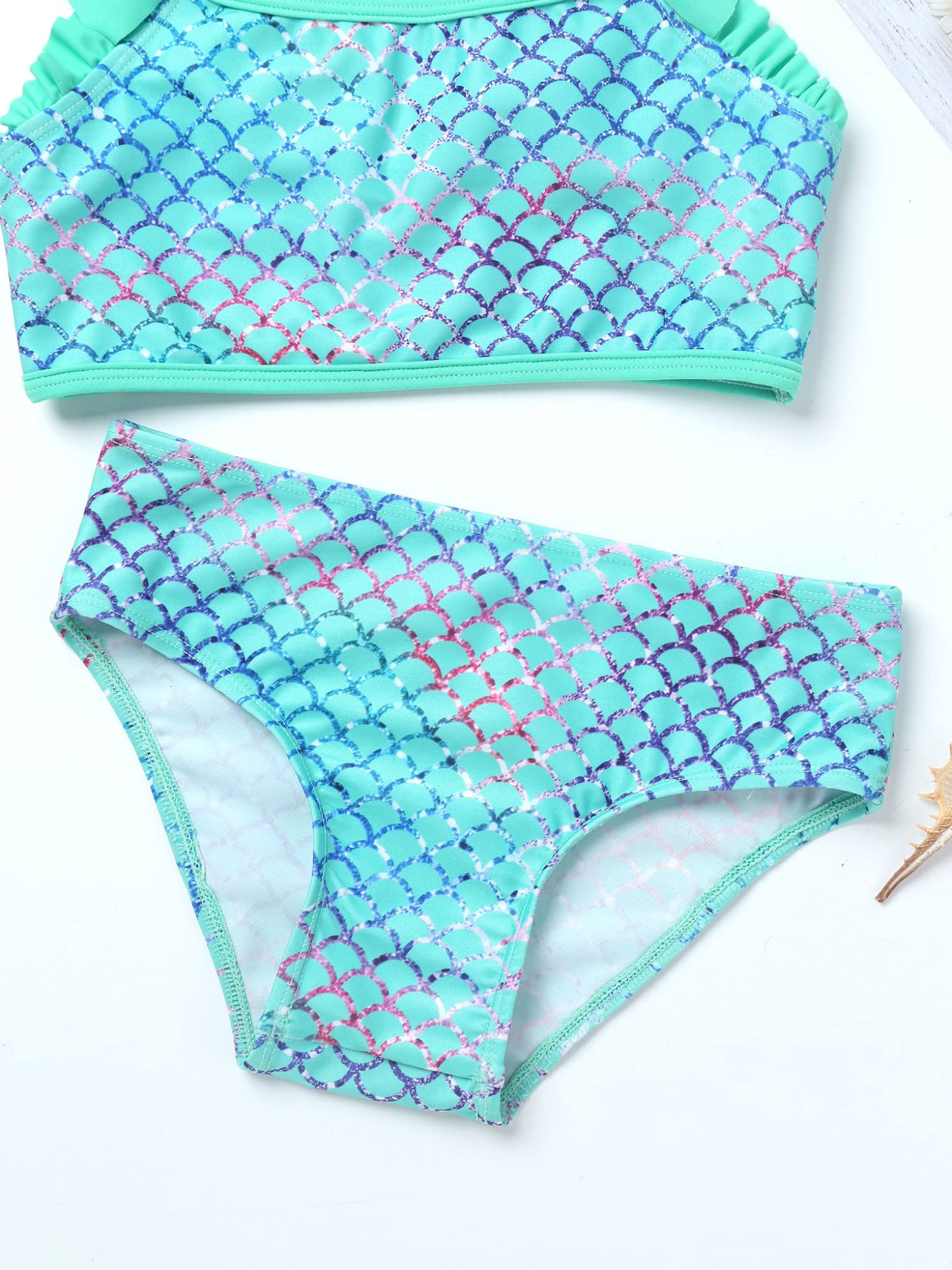 Dziewczęcy kostium kąpielowy, jednorożce, bikini, dwuczęściowy zestaw bikini z szortami kąpielowymi, moda kąpielowa, strój kąpielowy