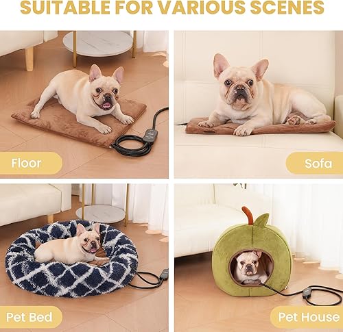 Vista 7 de Almohadilla térmica para mascotas para gatos y perros, cama térmica para gatos y perros con 5 niveles de temperatura, alfombrilla térmica