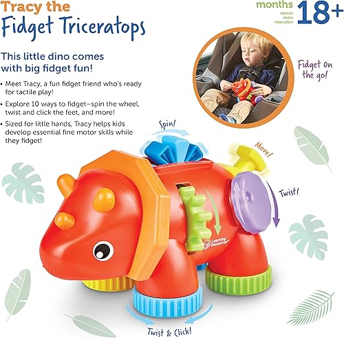 Miniatura 6 de Learning Resources Tracy the Fidget Triceratops, juguetes para bebés, juguetes sensoriales para niños pequeños, juguetes de motricidad fina,