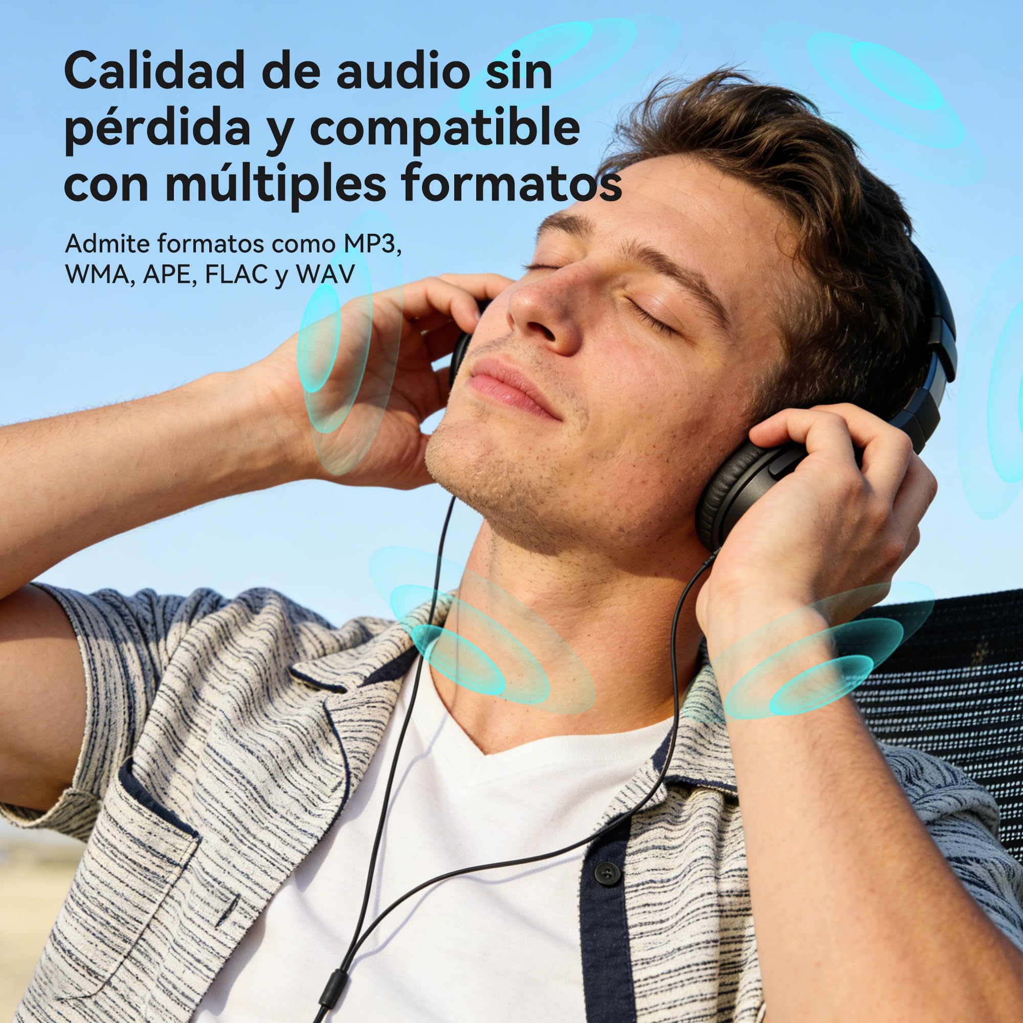 AGPTEK 64GB Reproductor MP3 Portátil USB con Pantalla LED, Mini USB con Radio FM, Grabadora, Transferencia, para 10 Horas de Reproducción Musical, Ideal para Estudiar/Trabajar, Funciona con Pilas