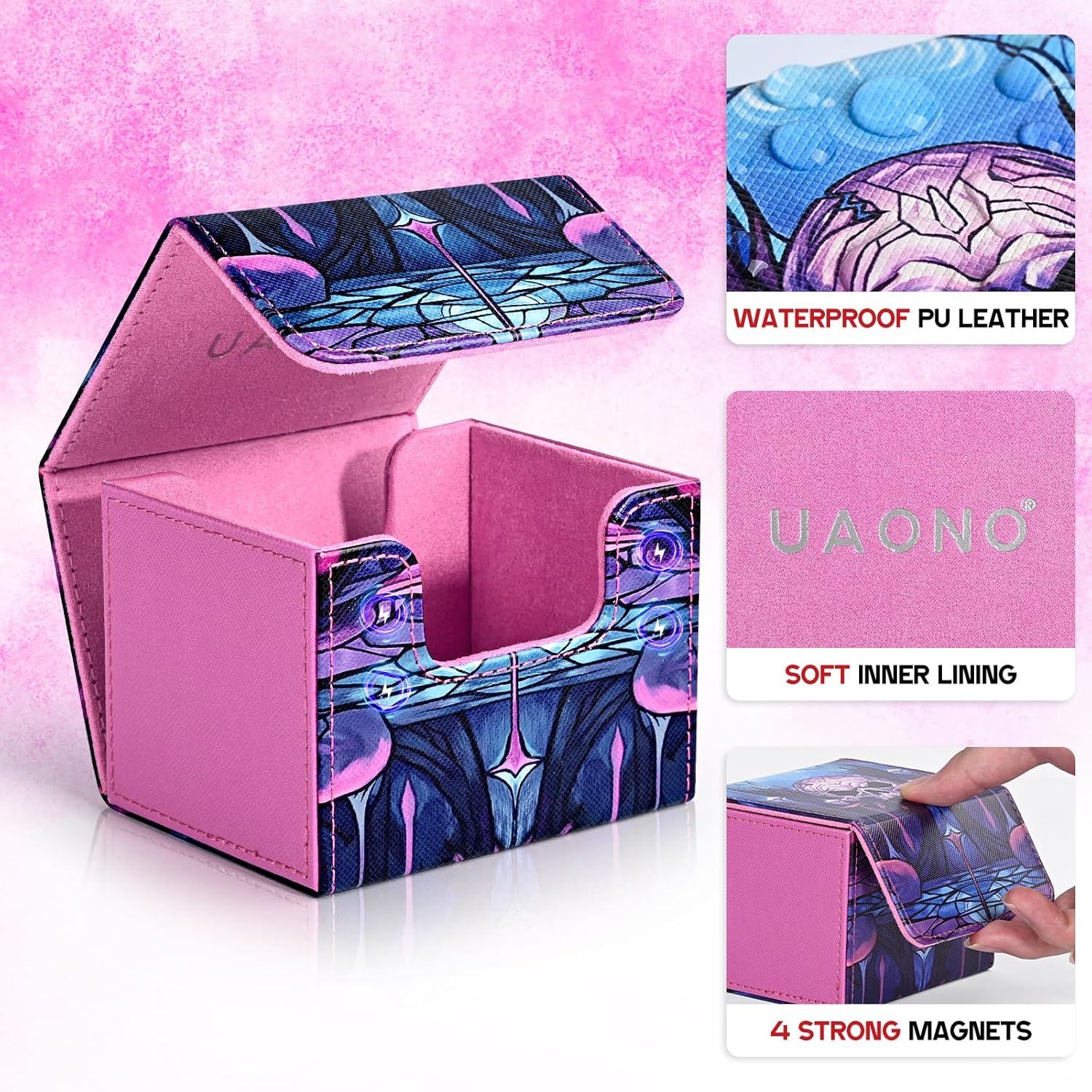 UAONO 5 in 1 Card Deck Case& 120+ Deck Box for MTG Cards