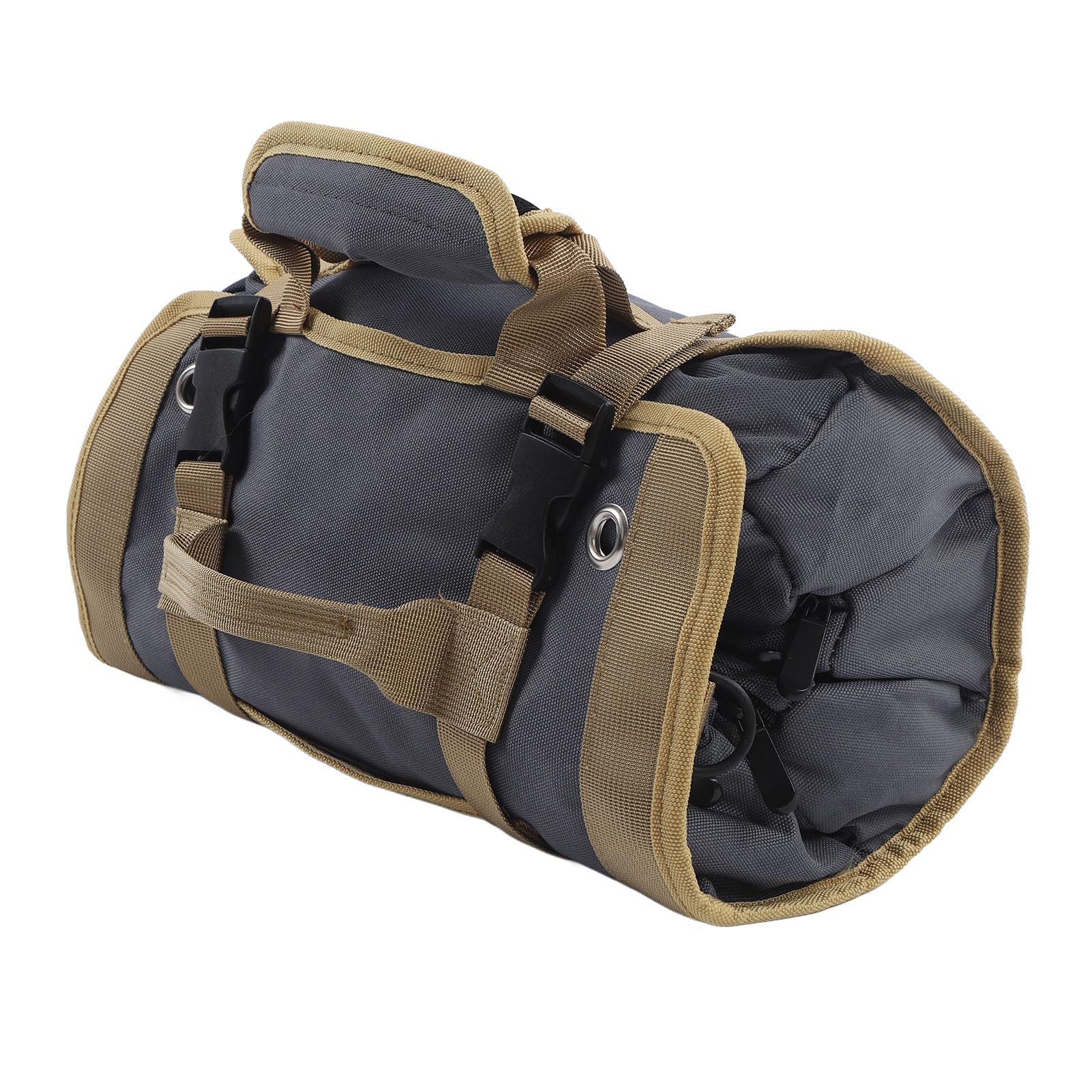 Borsa porta attrezzi multiuso, portatile, in tessuto Oxford, tasche separate, organizer per attrezzi per giardinaggio e campeggio (grigio)