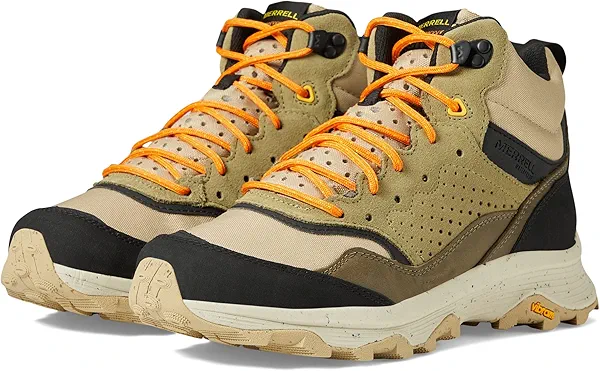 Merrell® Speed Solo Mid Waterproof Hiking Boots for Men – FloatPro™ Foam Midsole – Removable PU Footbed Clay/Olive 10 M
