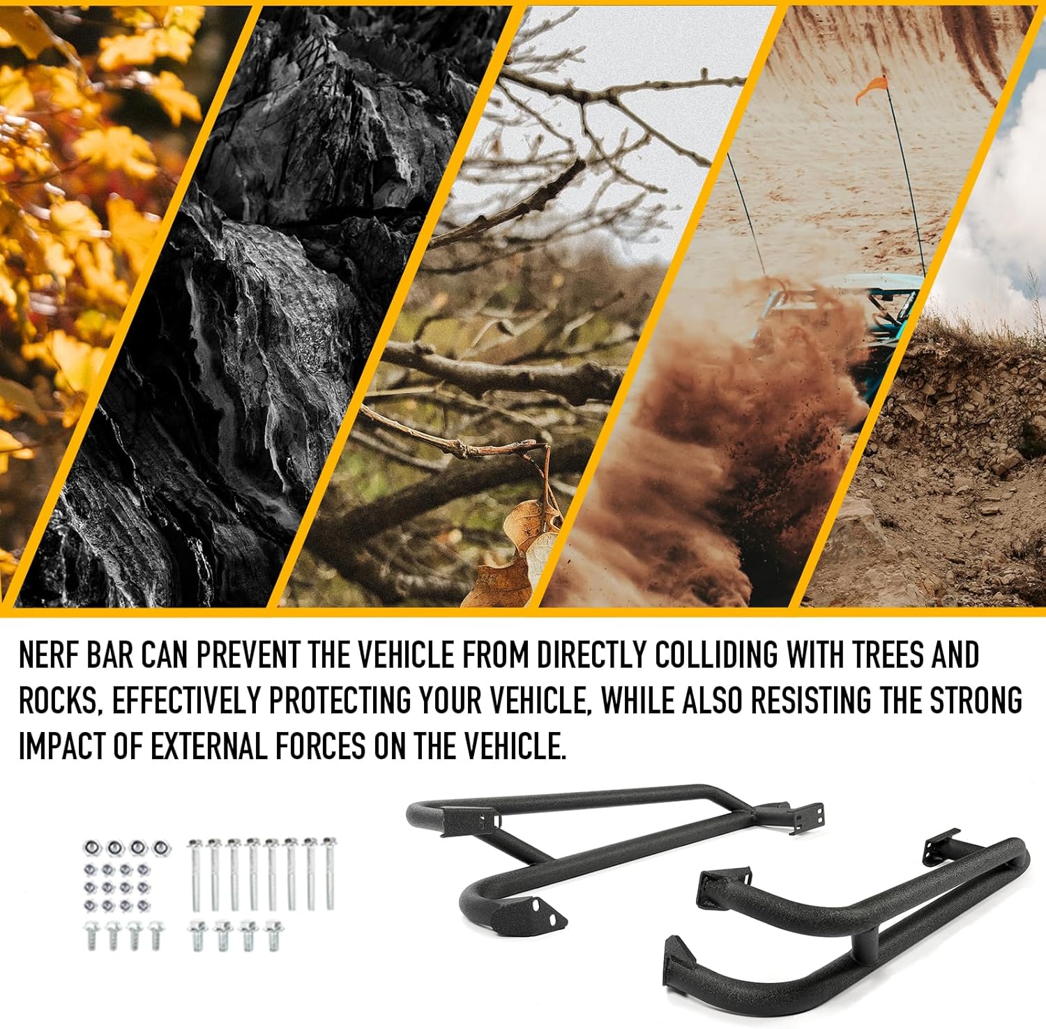 KUAFU Nerf Bar Compatible with 2019+ Honda Talon 1000R 1000X Replacement for NB-H-TAL-00 Rock Sliders Tree Kickers