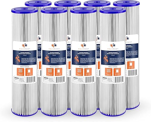 Miniatura 1 de Aquaboon Cartucho de repuesto de filtro de agua de sedimento plisado de 1 micrón, 20 x 4.5 pulgadas, filtración de sedimentos para toda la casa,