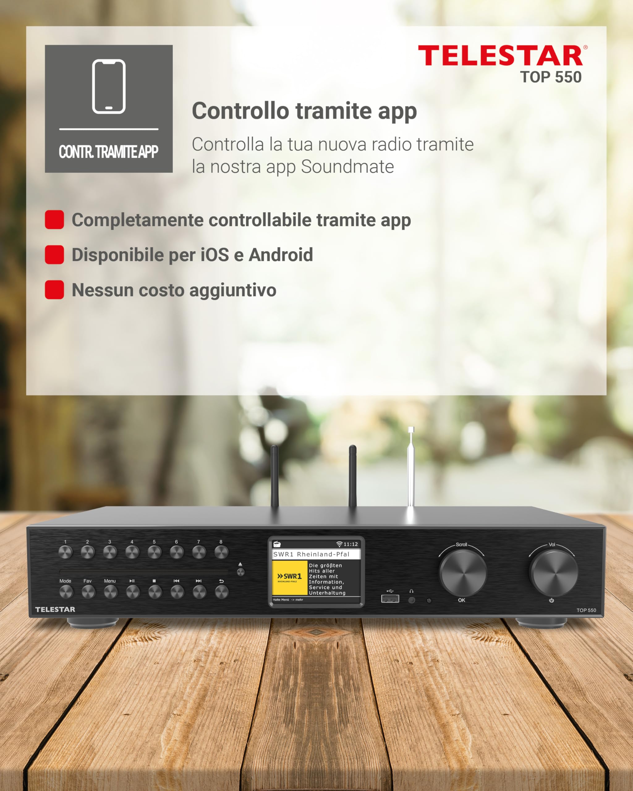 TELESTAR TOP 550 Sistema Hi-Fi con amplificatore e lettore CD 43 cm 2×30 W Radio Internet DAB+ Bluetooth Nero