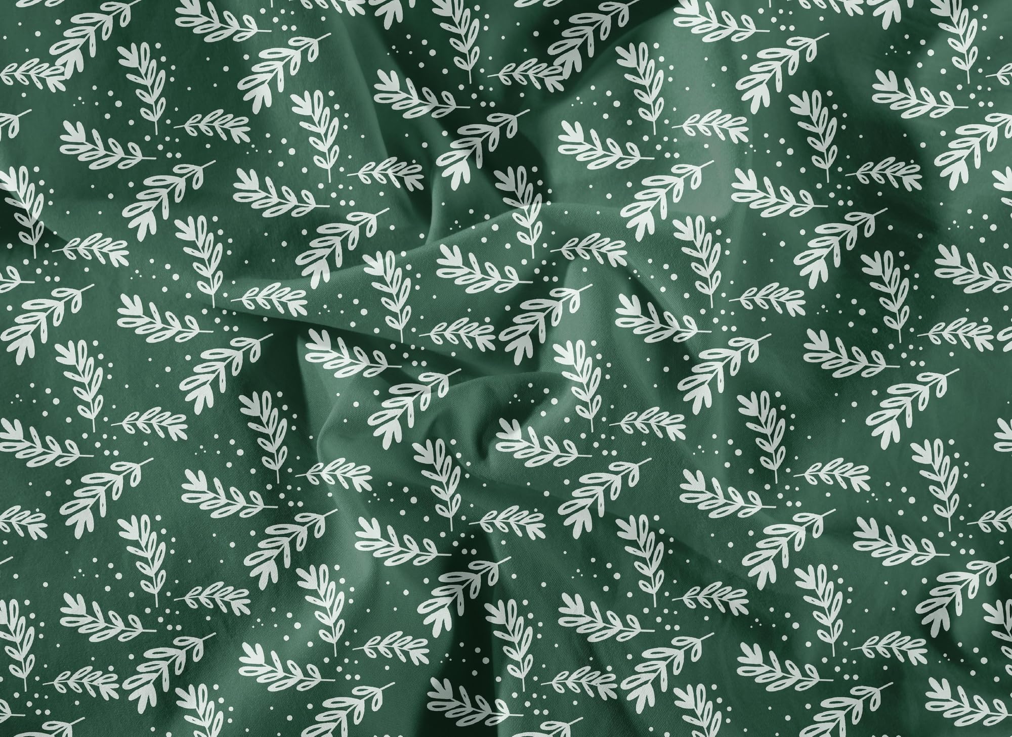 Cotton Market Pościel - Bawełniana Pościel - Komplet pościeli 3 Elementy - Poszewka na Kołdrę 155x220 cm i 2 Poszewka na poduszkę 70x80 cm - Sosna, Zielony
