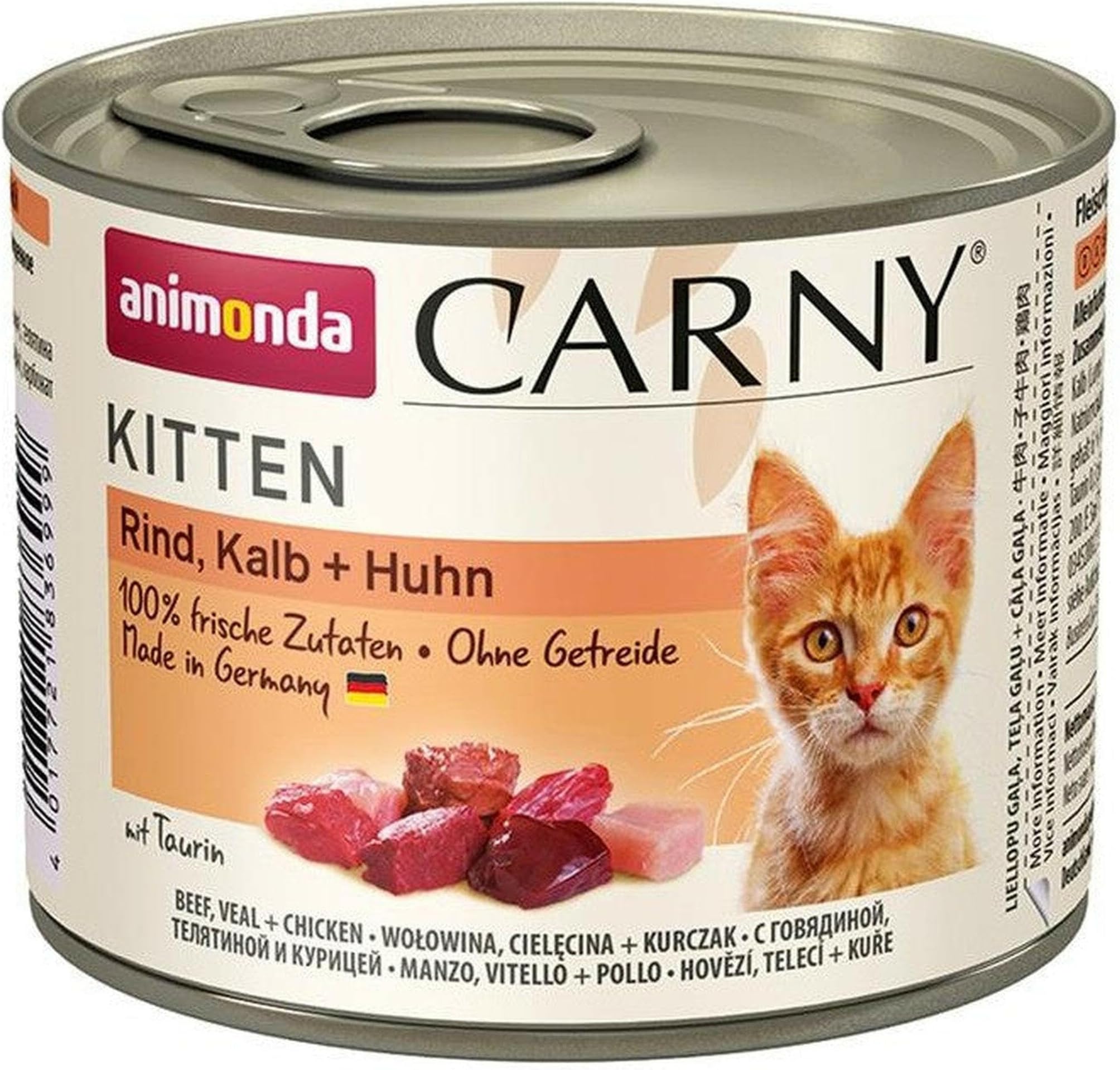 animonda Carny Kitten cat food, wet food for cats up to 1 year, beef, veal + chicken, 6 x 200g