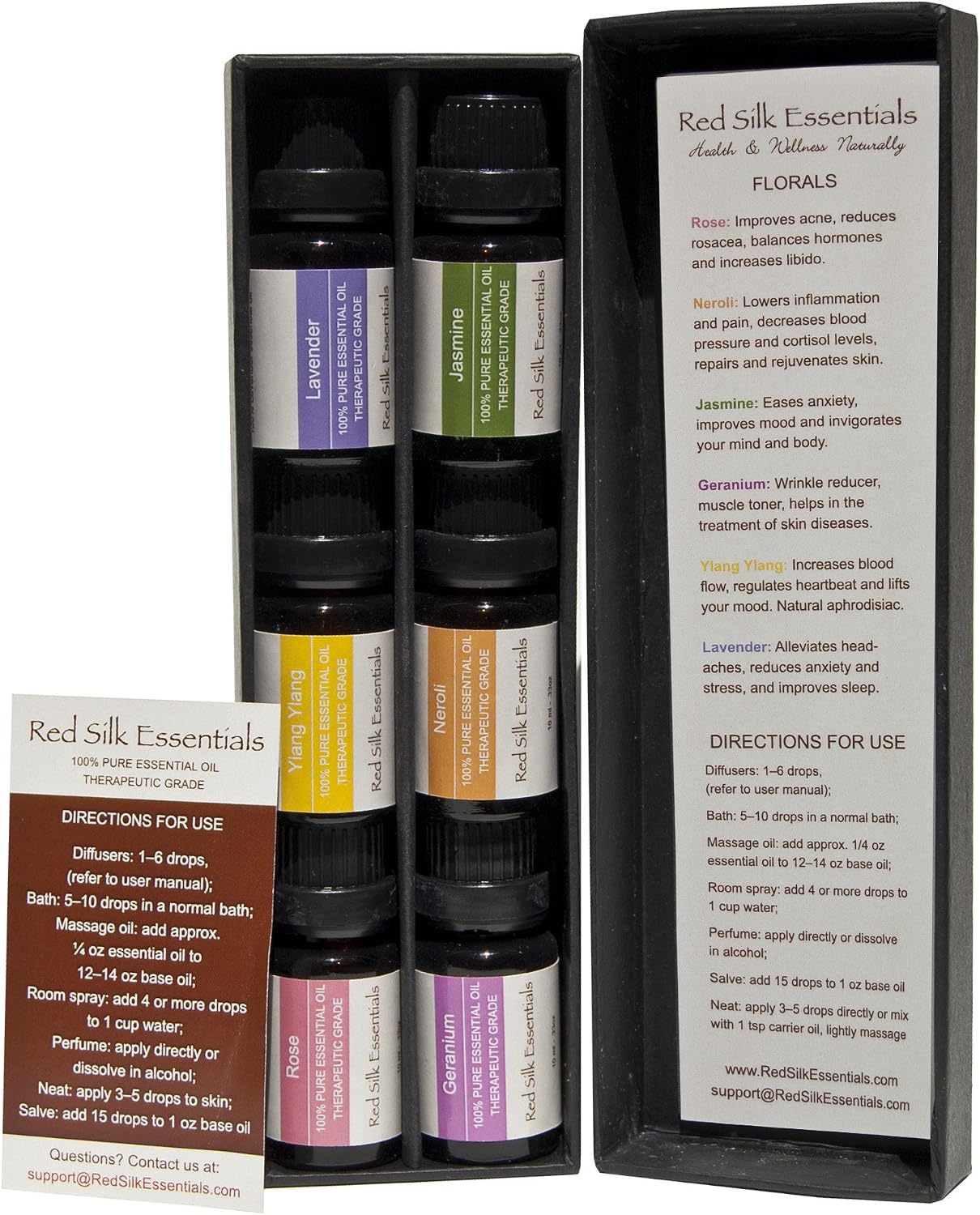 100% Pure Undiluted Essential Oils Set - Top 6 Florals