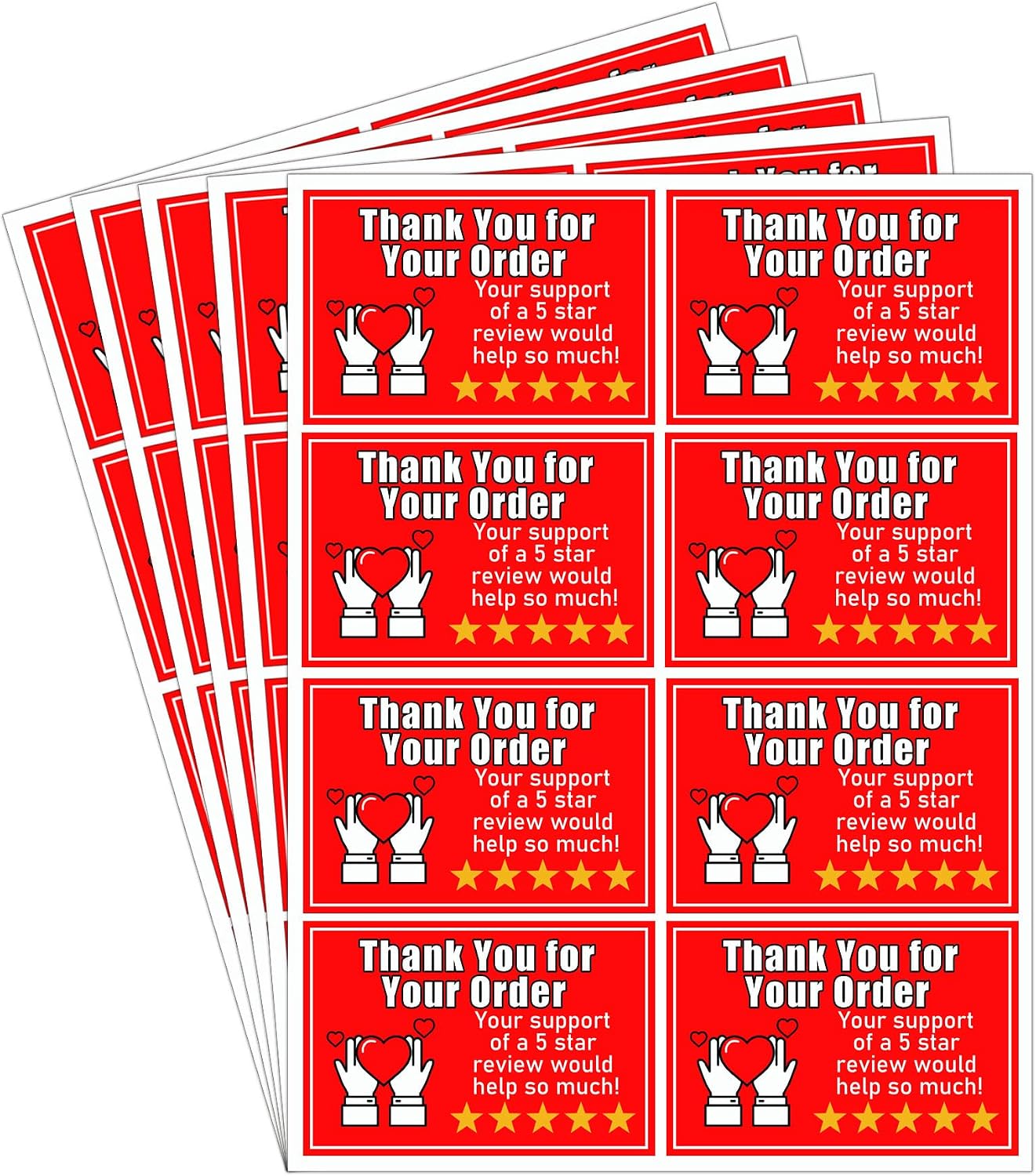 5 Star Review Delivery Drivers Stickers 3 x 2 Inch Waterproof Thank You for Your Order Labels 200 Pcs Freshness Tamper Evident Food Packaging Stickers for Small Business Takeout Driver (Blue)