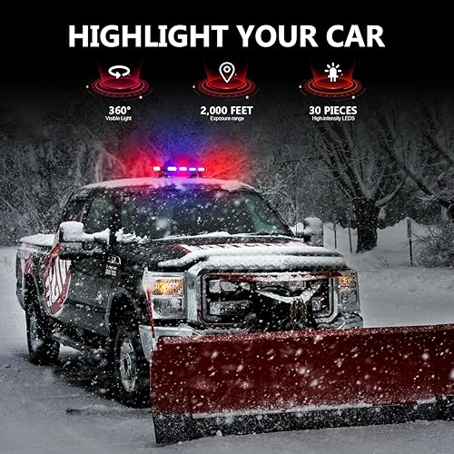 Miniatura 3 de HLauto Barra de luces estroboscópicas de emergencia de 16.8 pulgadas con controlador, luces intermitentes de advertencia de peligro de seguridad en