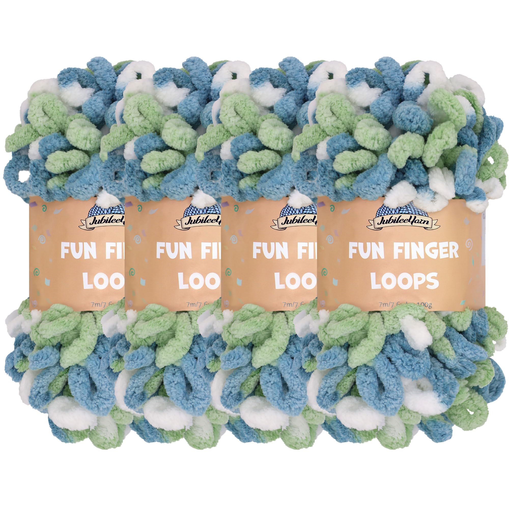 JubileeYarn Fun Finger Loops - Filato in poliestere Jumbo Weight Loop - 100 g/matassa - Col 138 - Nyx - 2 matasse