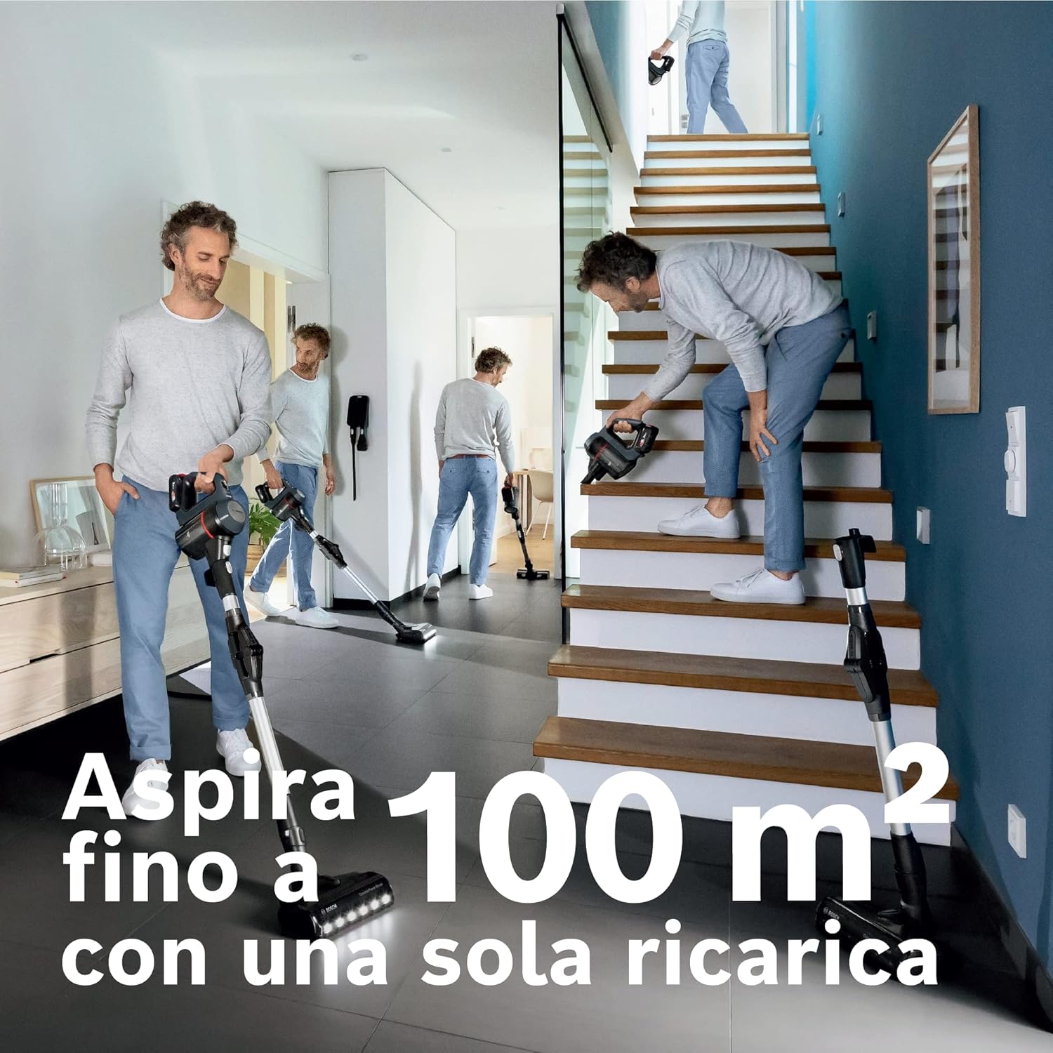 Bosch BCS711A Unlimited 7 Scopa Elettrica Ricaricabile, Leggera, Batteria ricaricabile, Spazzola con Luci LED, Tubo Flessibile, 3 velocità, Autonomia 40 minuti Serie 7: più flessibile - Immagine 4