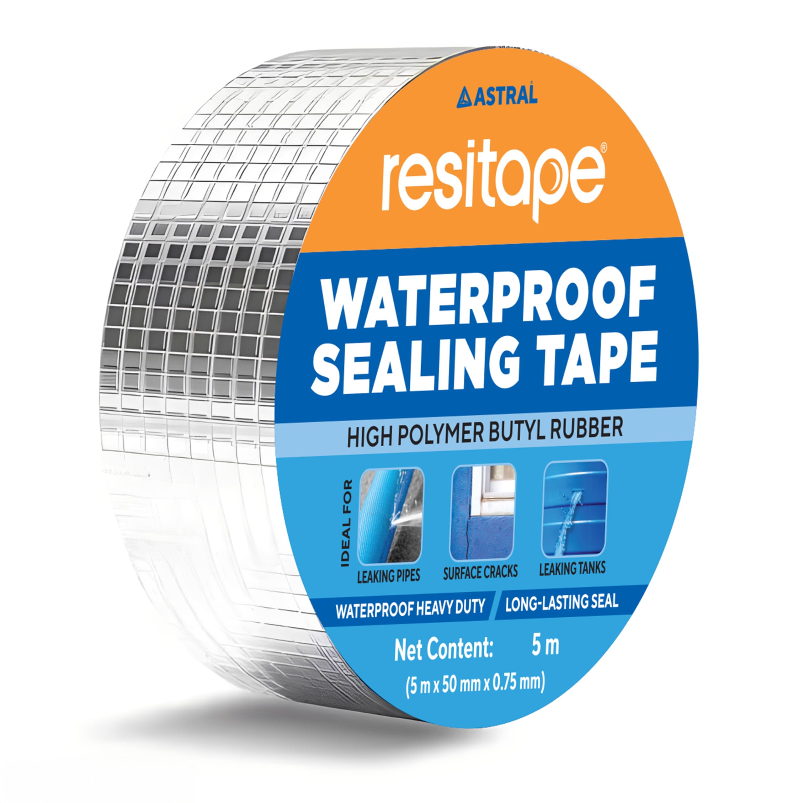 Astral Resitape Butyl Waterproof Aluminium Tape | Heavy-Duty & Super Strong | Ideal for Roof Leakage, Cracks & Gap Sealing | High Temperature Resistant | 5M x 50MM-image-48