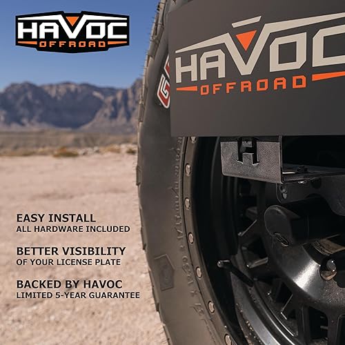 Miniatura 5 de HAVOC OFFROAD Reubicación de matrícula para Ford Bronco  Ajustable, acero, negro  HFB-05-001  2021-2025 Ford Bronco