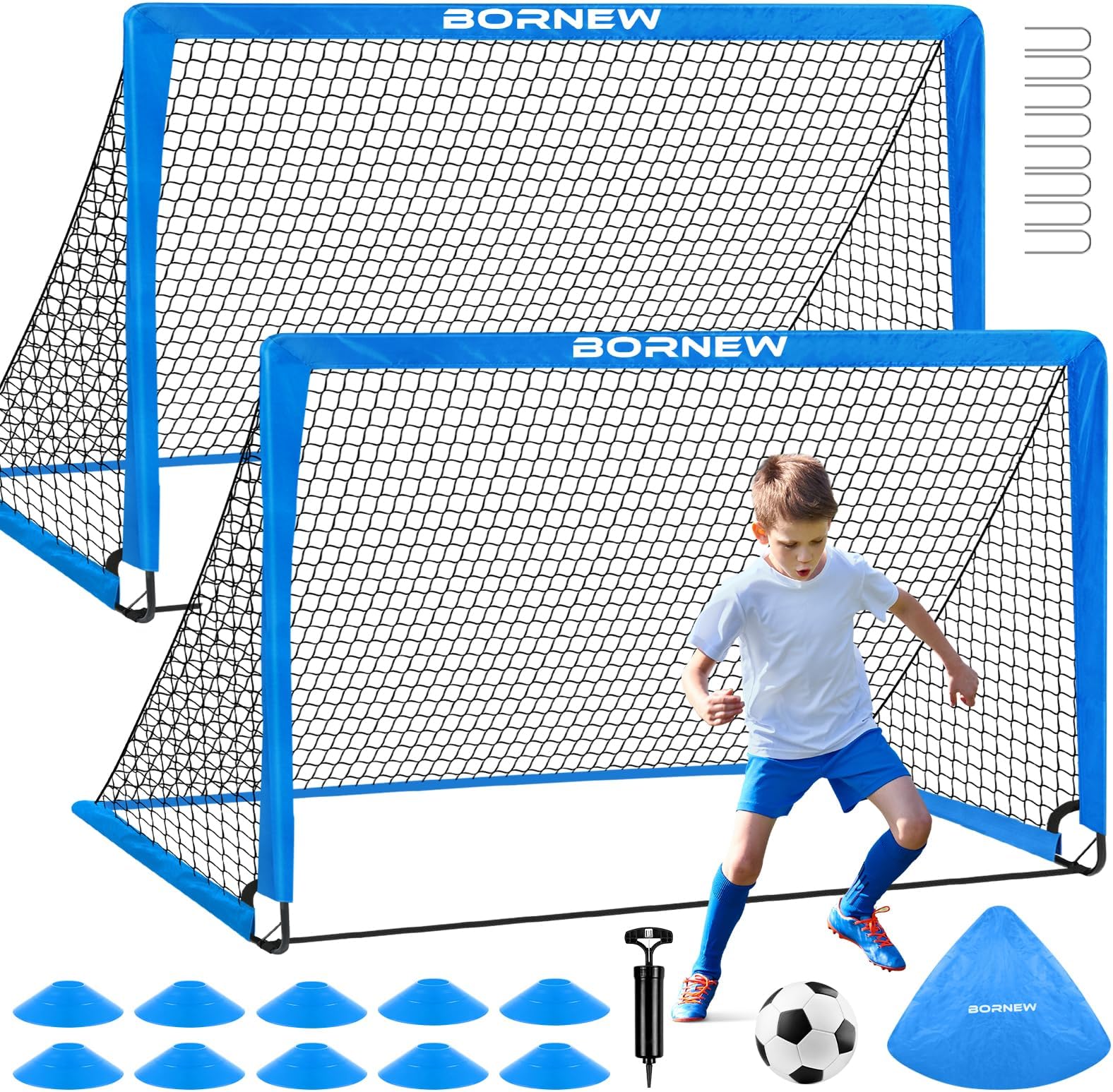Kids Soccer Goal for Backyard Set - 2 Set of 6X4 / 4X3 ft Toddler Soccer Nets Training Equipment, Soccer Ball, Pop Up Portable Soccer Set for Kids and Youth Games and Training Goals Ages 3-16 Gift