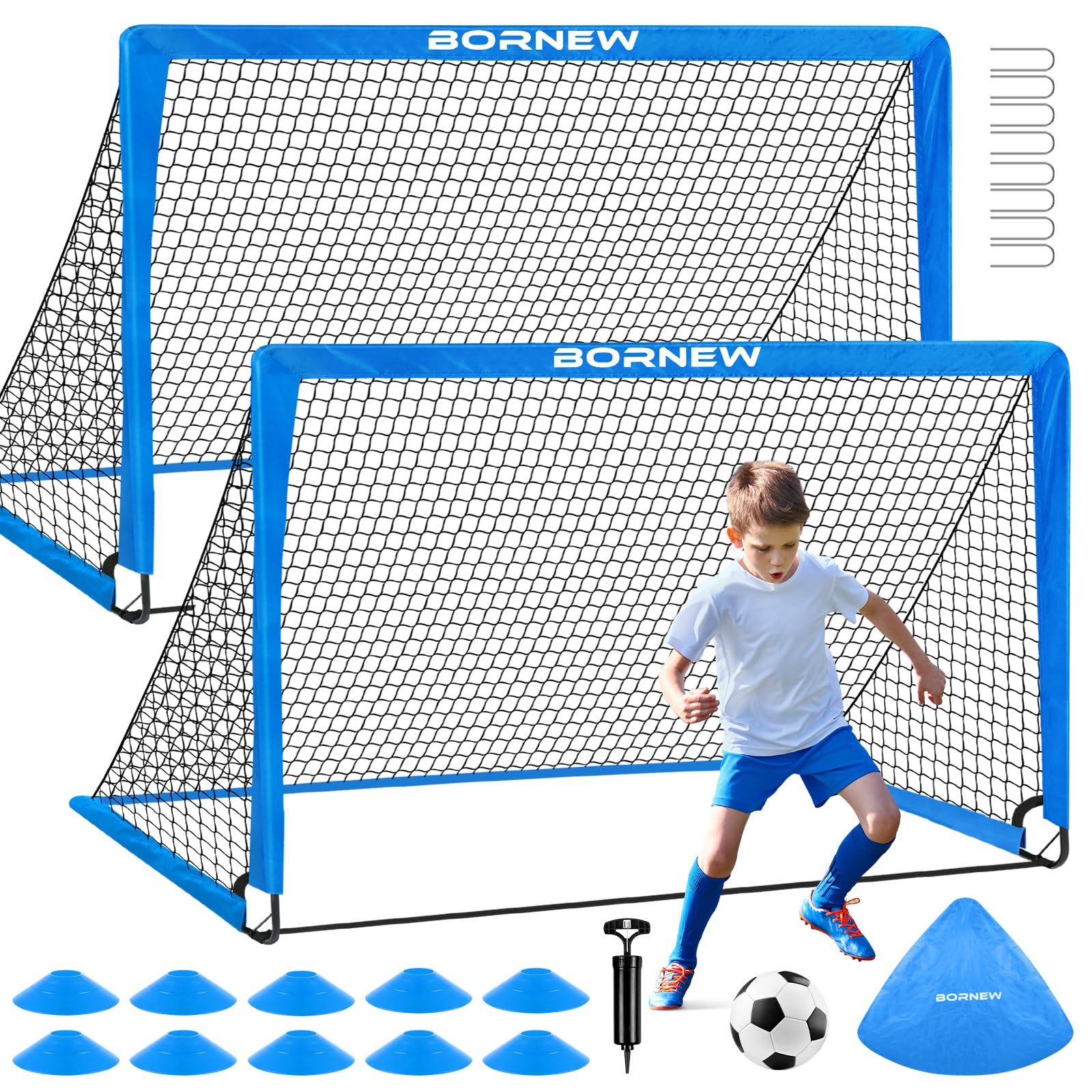 Kids Soccer Goal for Backyard Set - 2 Set of 6X4 / 4X3 ft Toddler Soccer Nets Training Equipment, Soccer Ball, Pop Up Portable Soccer Set for Kids and Youth Games and Training Goals Ages 3-16 Gift