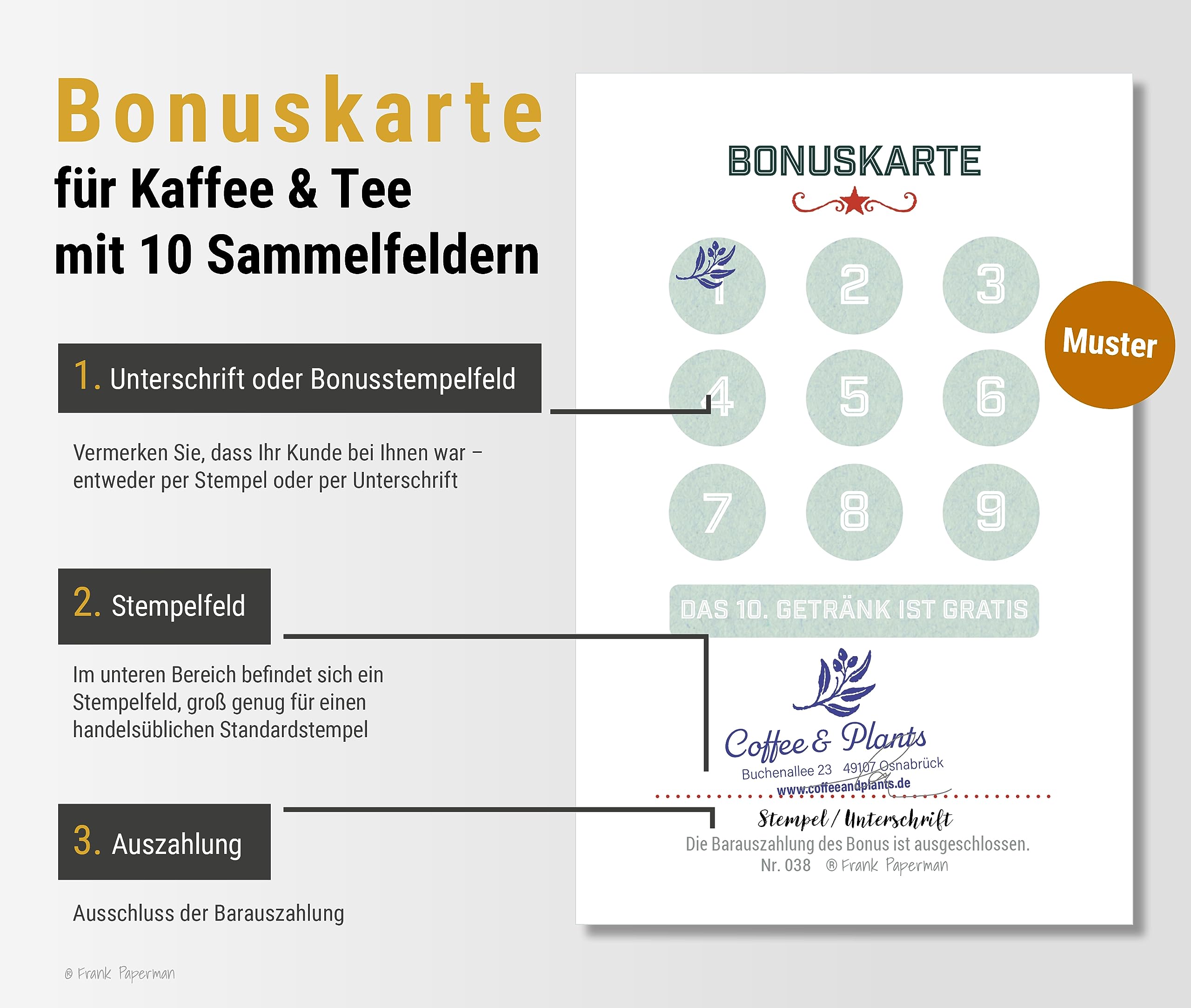 500 tarjetas de bono para café, restaurante, panadería, café, regalo, fidelidad