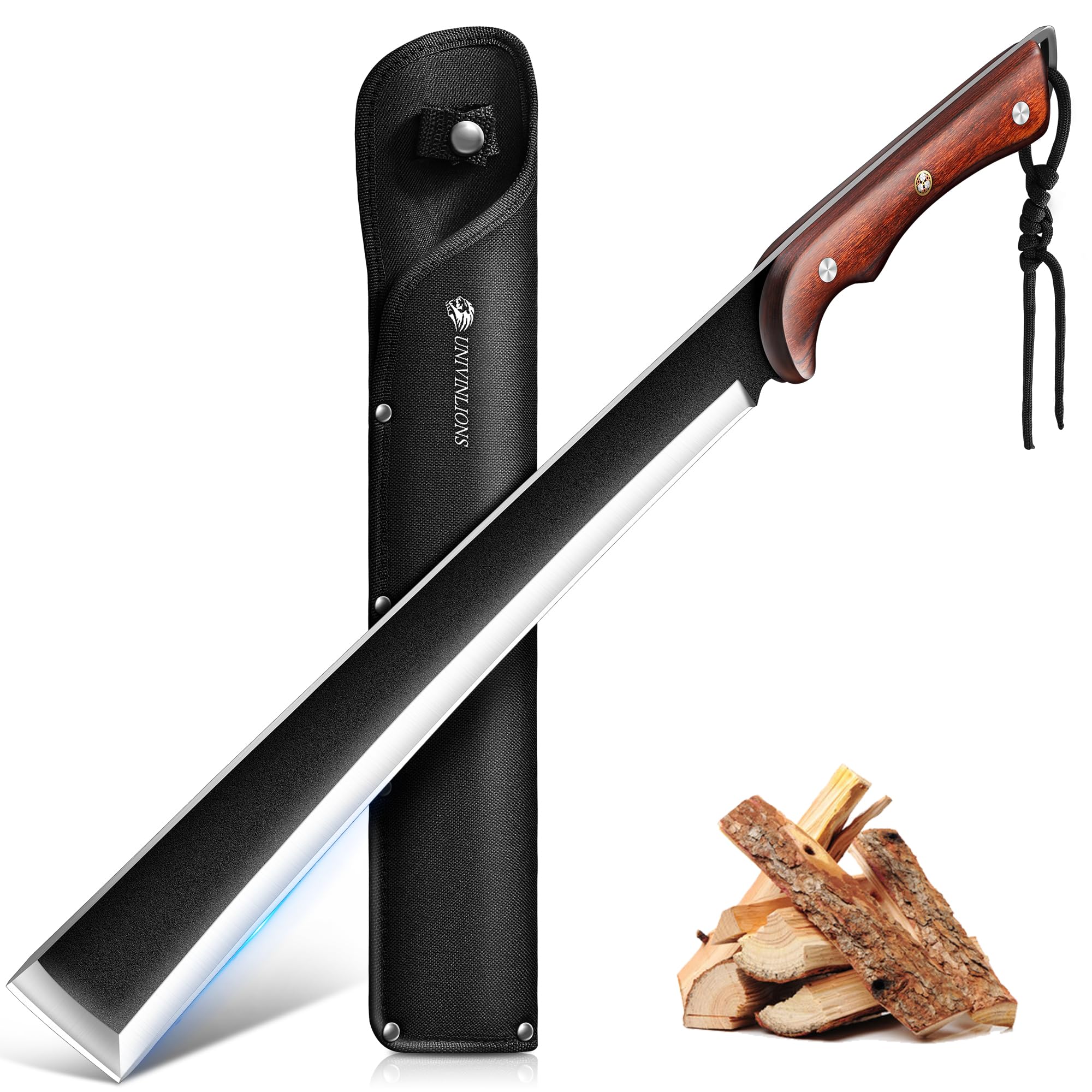 Japanische Machete Scharf Outdoor Survival | 30cm Hochgekohltem Stahl Fulltang-Design, Ergonomie Holzgriff & Nylonscheide – Bushcraft Messer für Garten, Wandern & Gartenarbeit,Geschenk