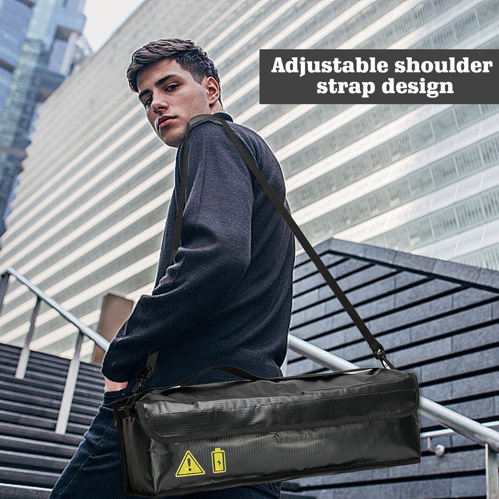 Nizirioo E-Bike Akku Tasche - Feuerfester Safe Bag Mit Schultergurt 41x13x12cm