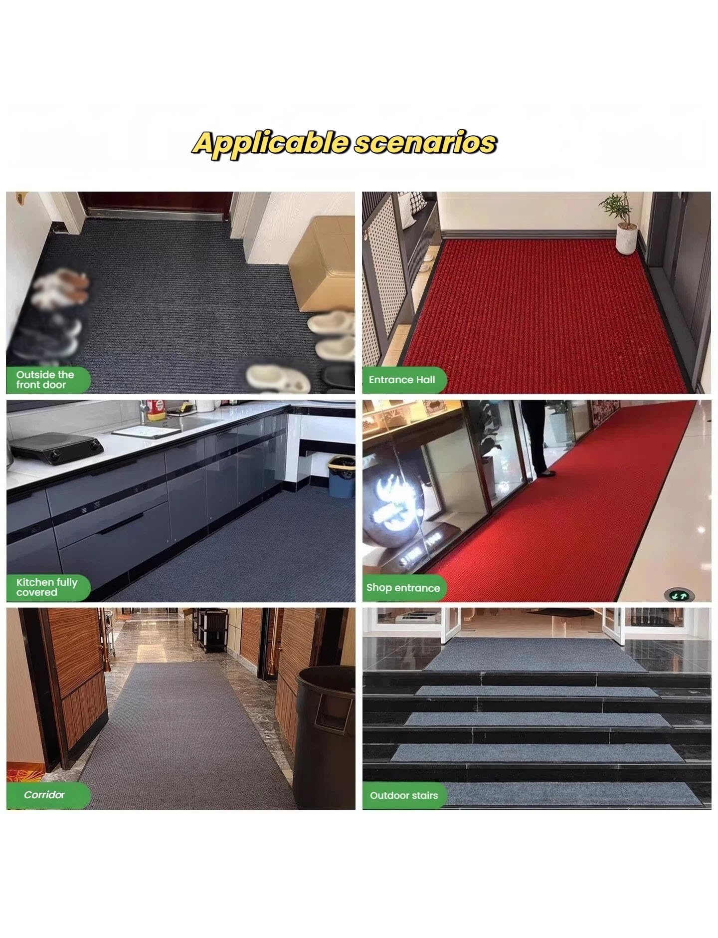 Tapis lavable avec dos en caoutchouc antidérapant pour la maison, la salle de sport, le salon, la chambre à coucher