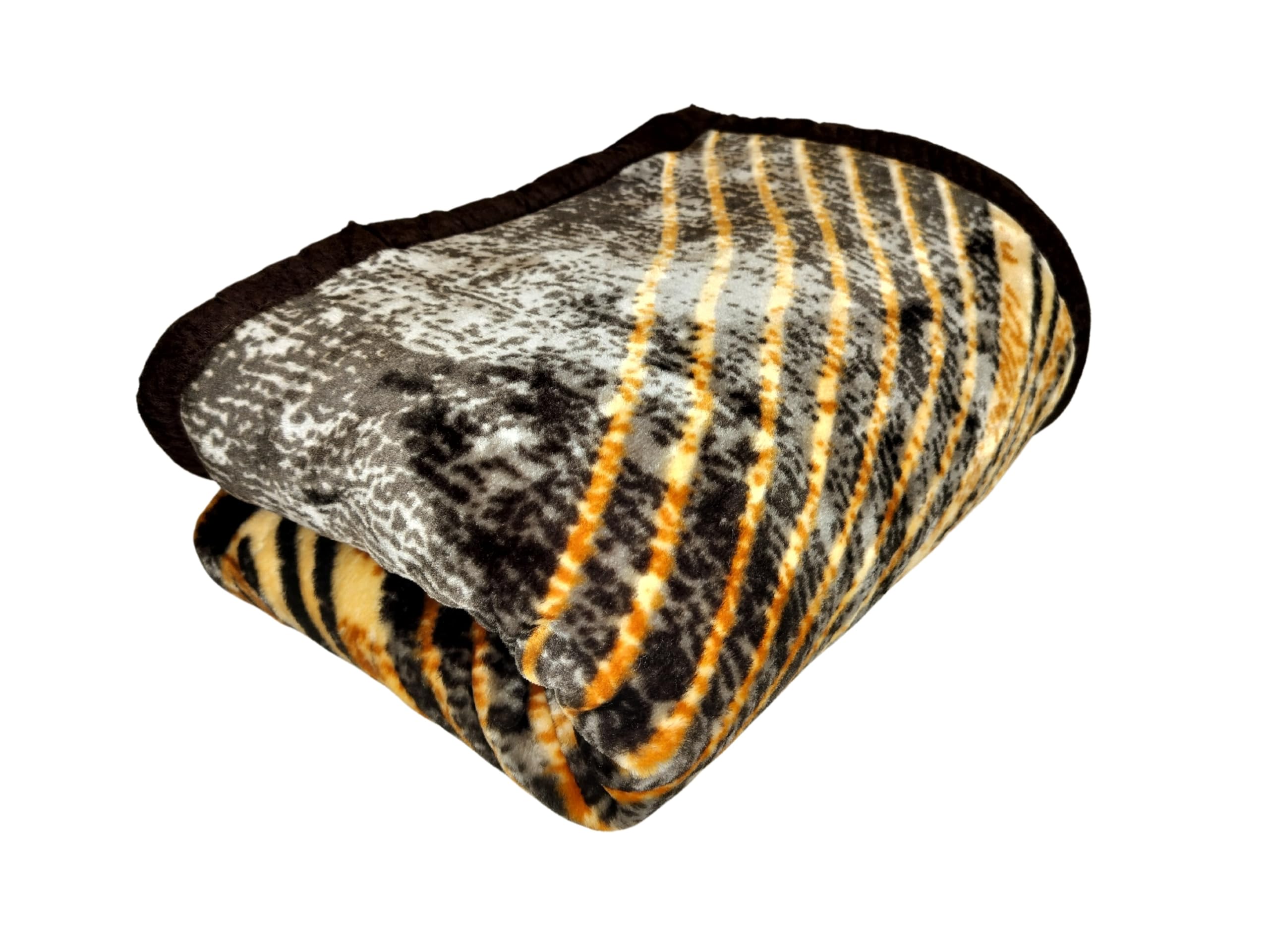 HOMIEE Plush Single Bed Blanket, Sherpa Flannel Blanket King (60 * 90 Inches) Heavy Super Soft Mink Blanket, Warm, Thick, Printed Embossed Asian Bed Blanket for Winter (Brown Lining)