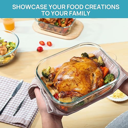 Miniatura 5 de Vtopmart Paquete de 2 recipientes de almacenamiento de vidrio grandes de 76.4 onzas con tapas, juego de recipientes de alimentos con tapa hermética