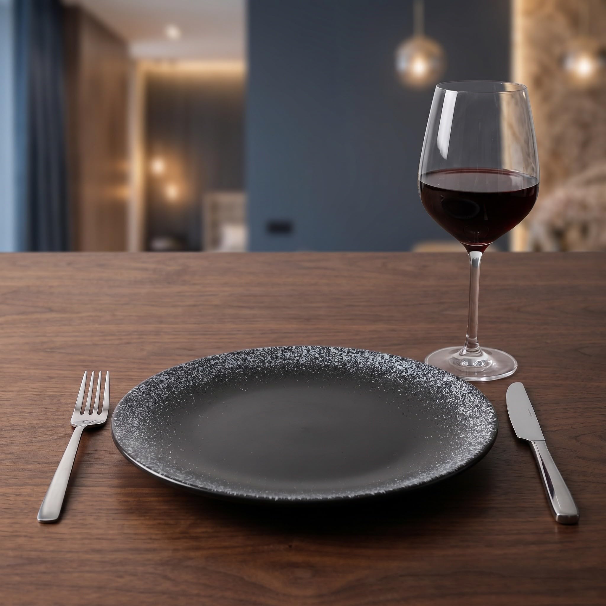 Zerodeko 2 platos de cerámica negra, 20 cm (8 pulgadas), estilo vintage, ideales para servir pasta y postres. Platos para el hogar, perfectos para restaurantes o fiestas. Fáciles de limpiar.