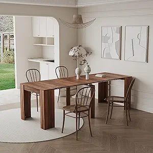 Extendable Dining Table for 2-12, 20"-118" Large Dining Table, Mid Century Modern Farmhouse Console Tables, Wood Foldable Kitchen Tables for Entryway, Dining Room, Living Room, Kitchen, Space Saving