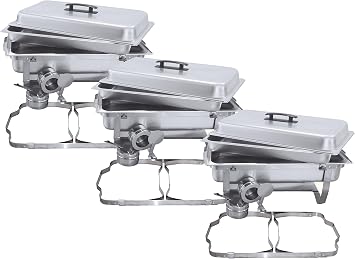 TigerChef Chafing Dish Buffet Set - Chaffing Dishes Stainless Steel - 3 Sets of Chafers and Buffet Warmer Set with Folding Frame - Food Warmers for Parties Buffets