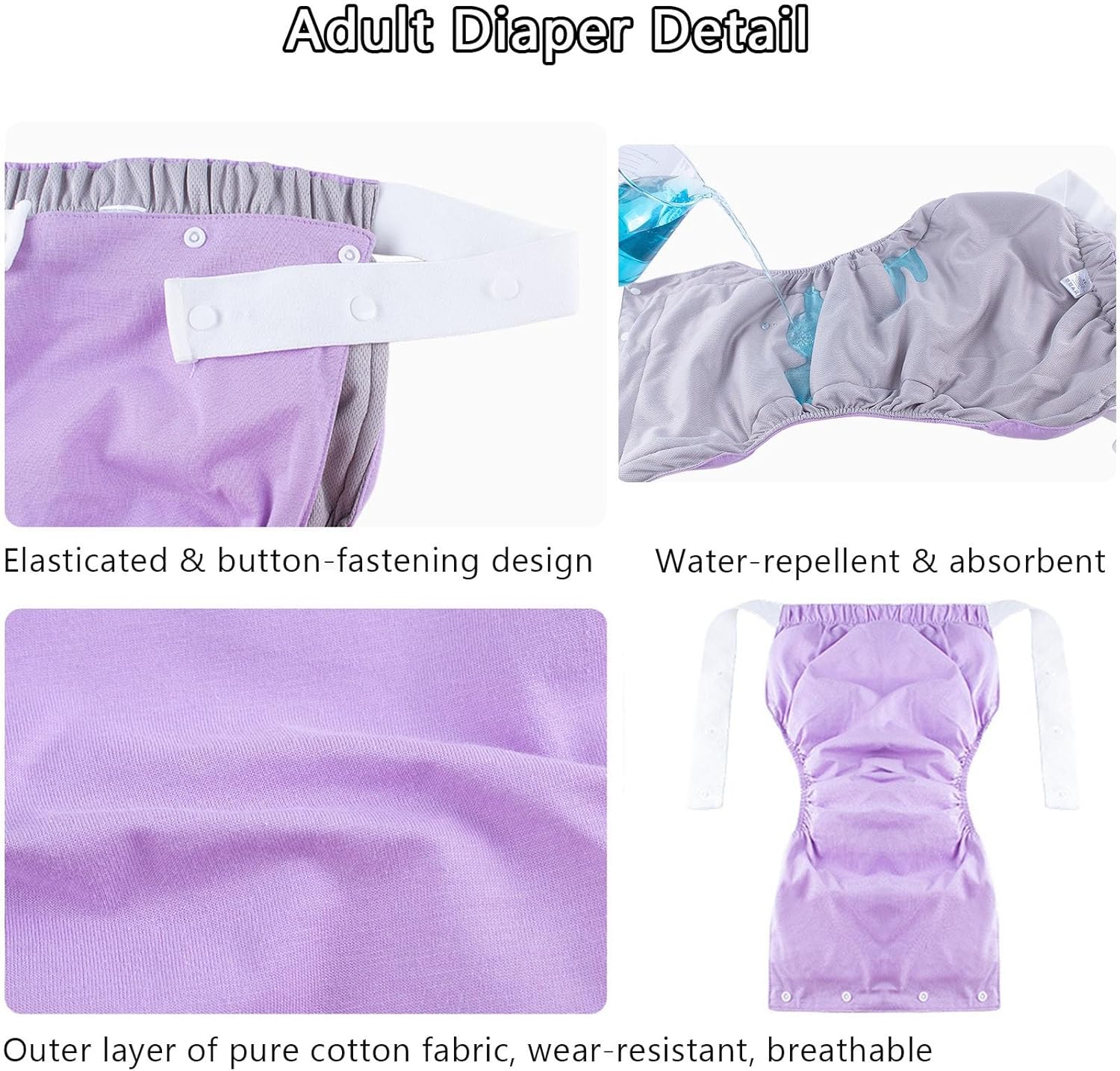 Reusable Waterproof Incontinence Diapers for Women and Men - Leakproof Adult Cloth Briefs