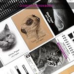 HIFORNY 58 PCS Kit de dessin Set de crayons de croquis,Crayons de porte-documents 3-Colour Livre de croquis,Graphite,Charbon, Outils de prêt,Crayons de dessin pour adultes Artistes