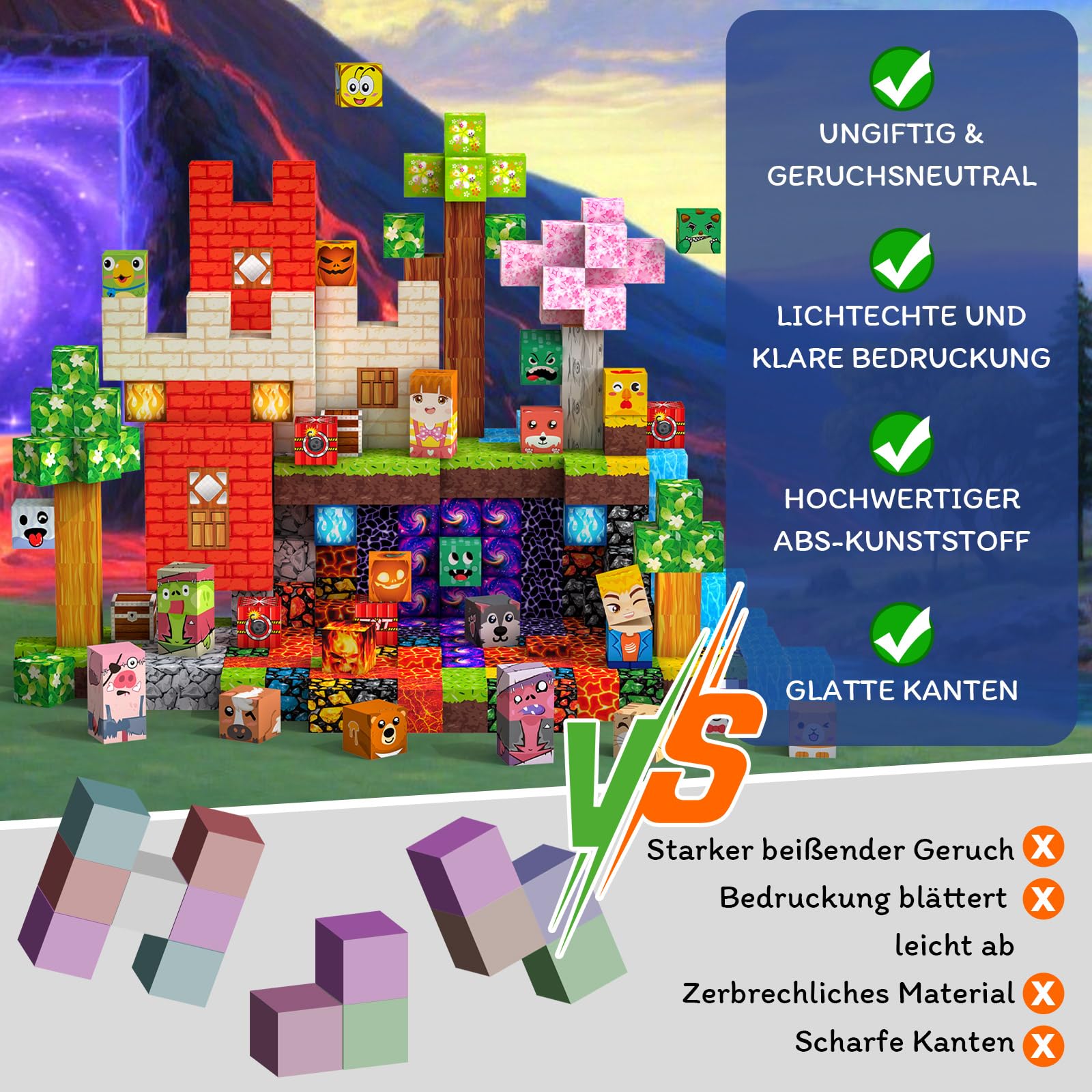 Magnetische Bausteine 330PCS 2CM Magnetbausteine für Kinder ab 3 Jahre Blocks, Montessori Spielzeug Magnete Kinder, Magnetische Bauwelt Geburtstag Geschenk ab 3 4 5 6 7 8 9 10 11 12 Jungen Mädchen