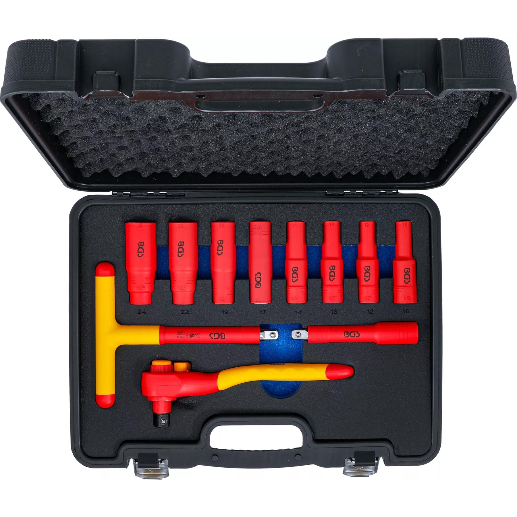 COFFRET 11 OUTILS ISOLES 1000V VDE DOUILLES CARRE 1/2